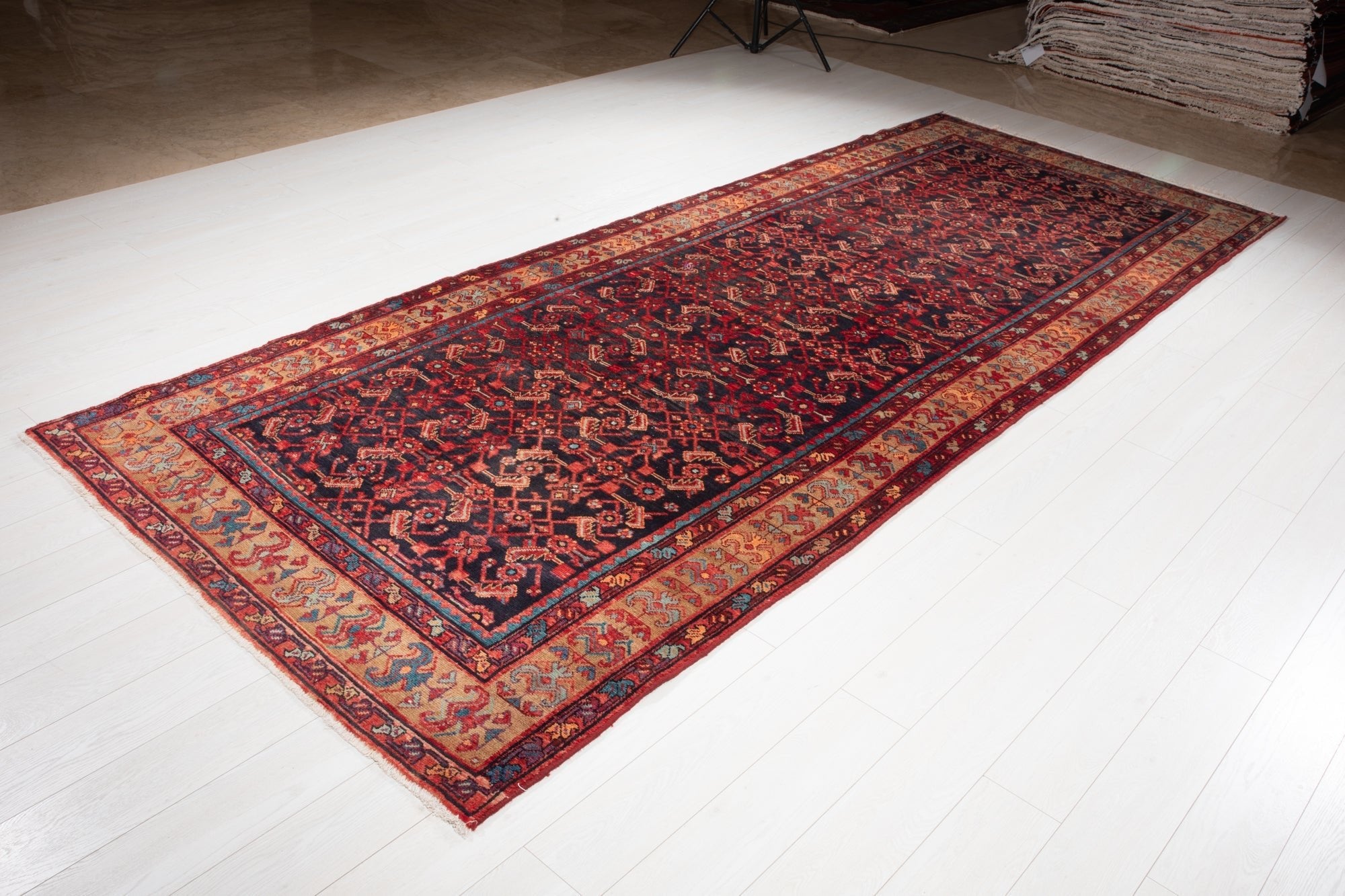 Hand-Knotted Vintage Wool Area Rug – 12' 9" x 5' (388 × 154 cm) - Yasi & Fara