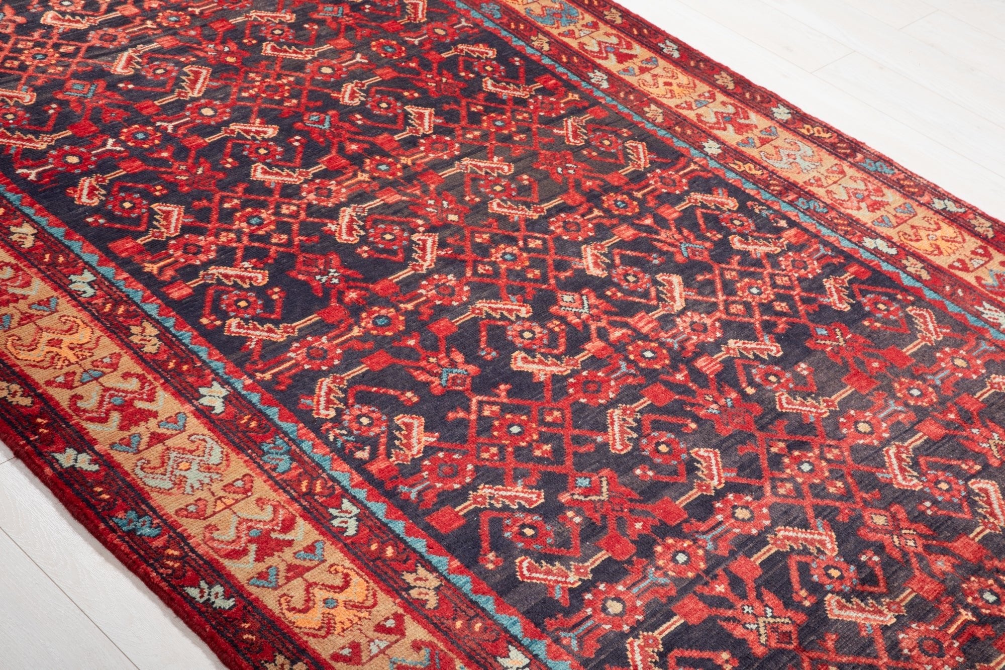 Hand-Knotted Vintage Wool Area Rug – 12' 9" x 5' (388 × 154 cm) - Yasi & Fara
