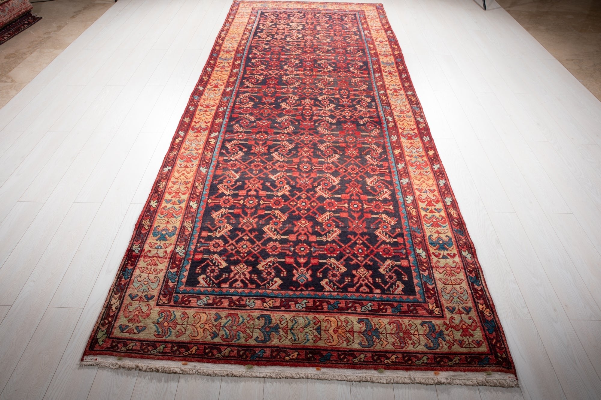 Hand-Knotted Vintage Wool Area Rug – 12' 9" x 5' (388 × 154 cm) - Yasi & Fara