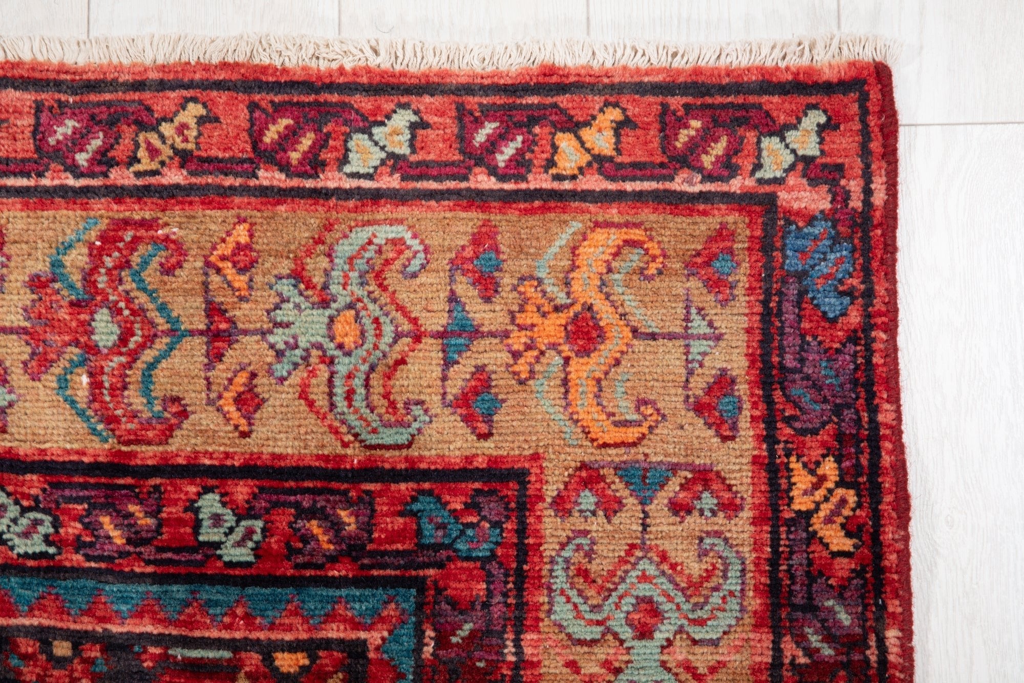 Hand-Knotted Vintage Wool Area Rug – 12' 9" x 5' (388 × 154 cm) - Yasi & Fara