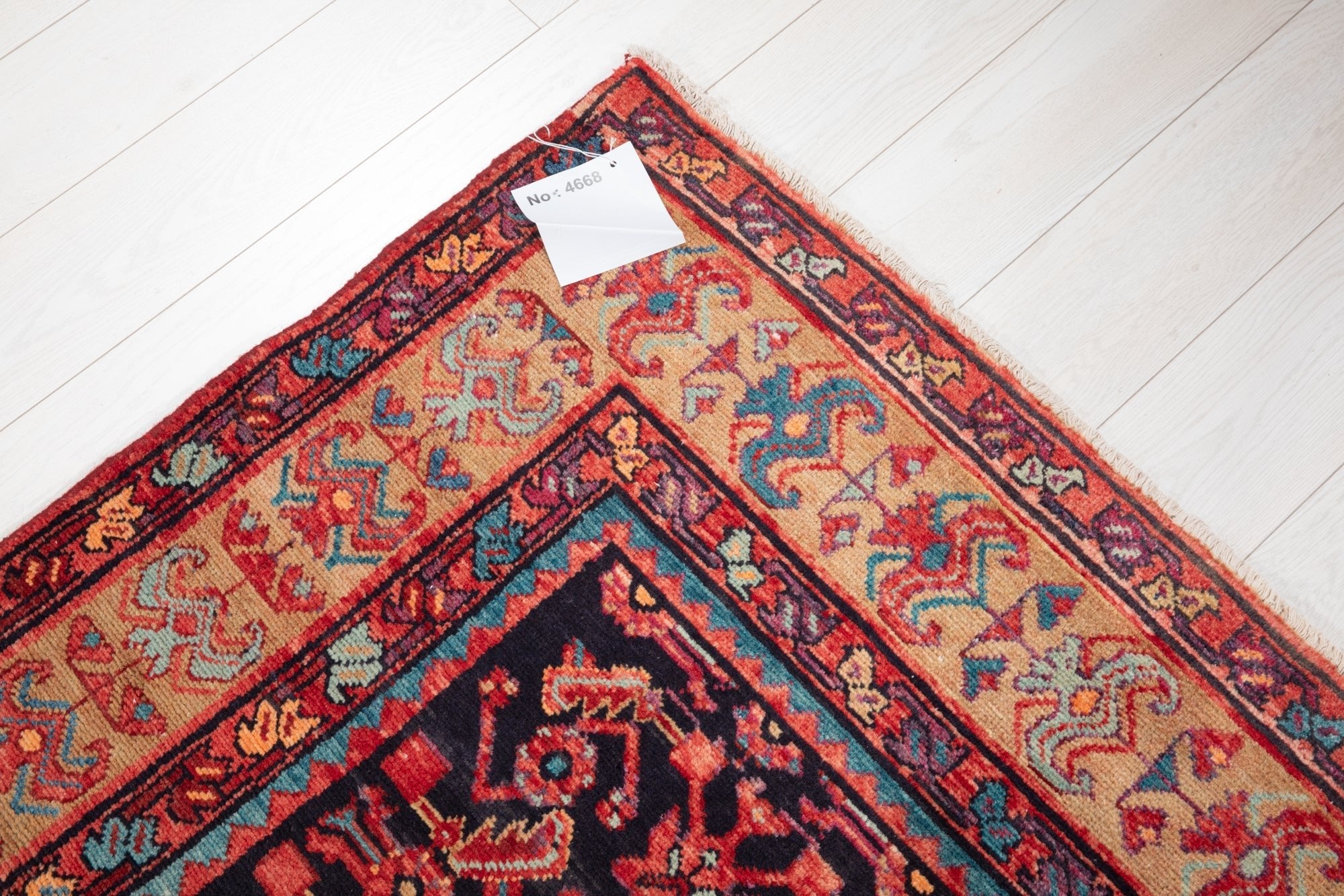 Hand-Knotted Vintage Wool Area Rug – 12' 9" x 5' (388 × 154 cm) - Yasi & Fara