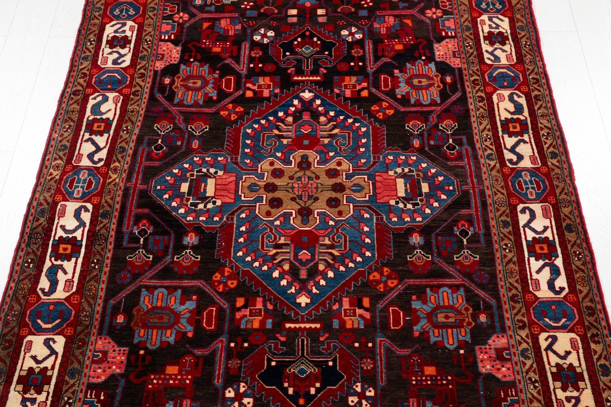 Hand-Knotted Vintage Wool Area Rug – 9' 8" x 5' 6" (294 × 167 cm) - Yasi & Fara