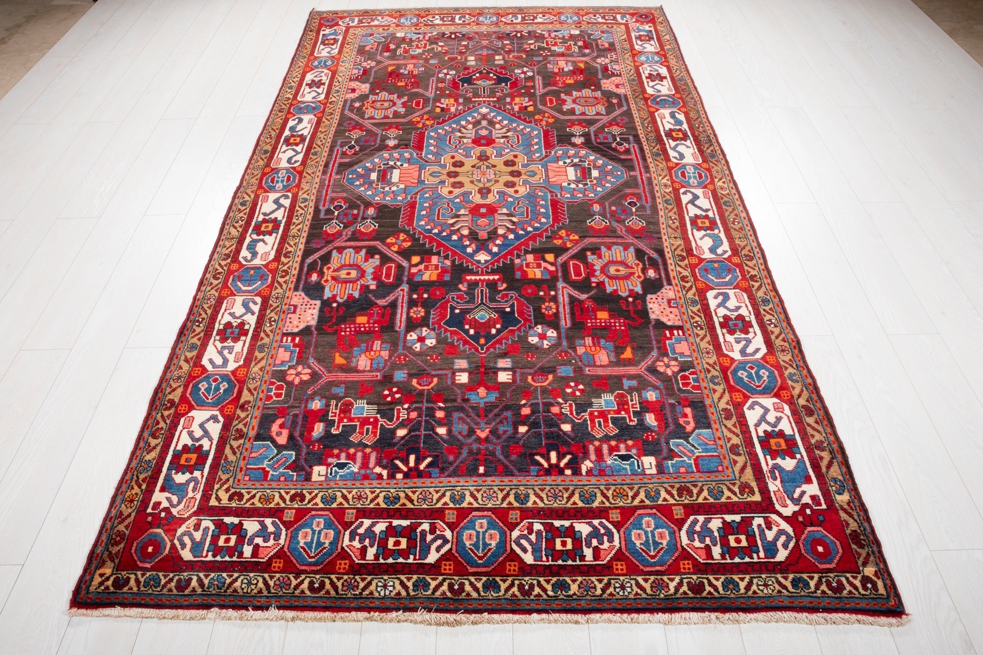 Hand-Knotted Vintage Wool Area Rug – 9' 8" x 5' 6" (294 × 167 cm) - Yasi & Fara