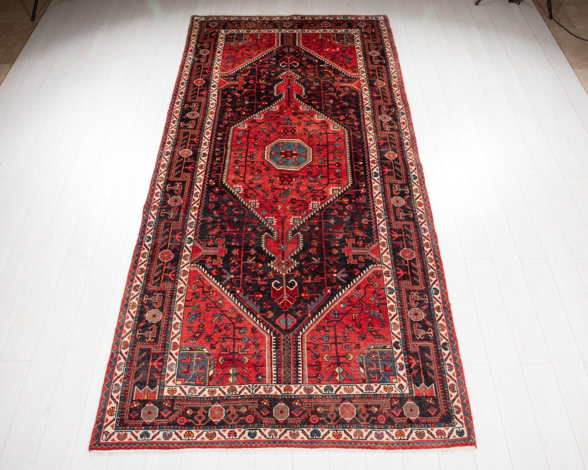 Hand-Knotted Vintage Wool Area Rug – 11' 3" x 5' 2" (342 × 157 cm) - Yasi & Fara