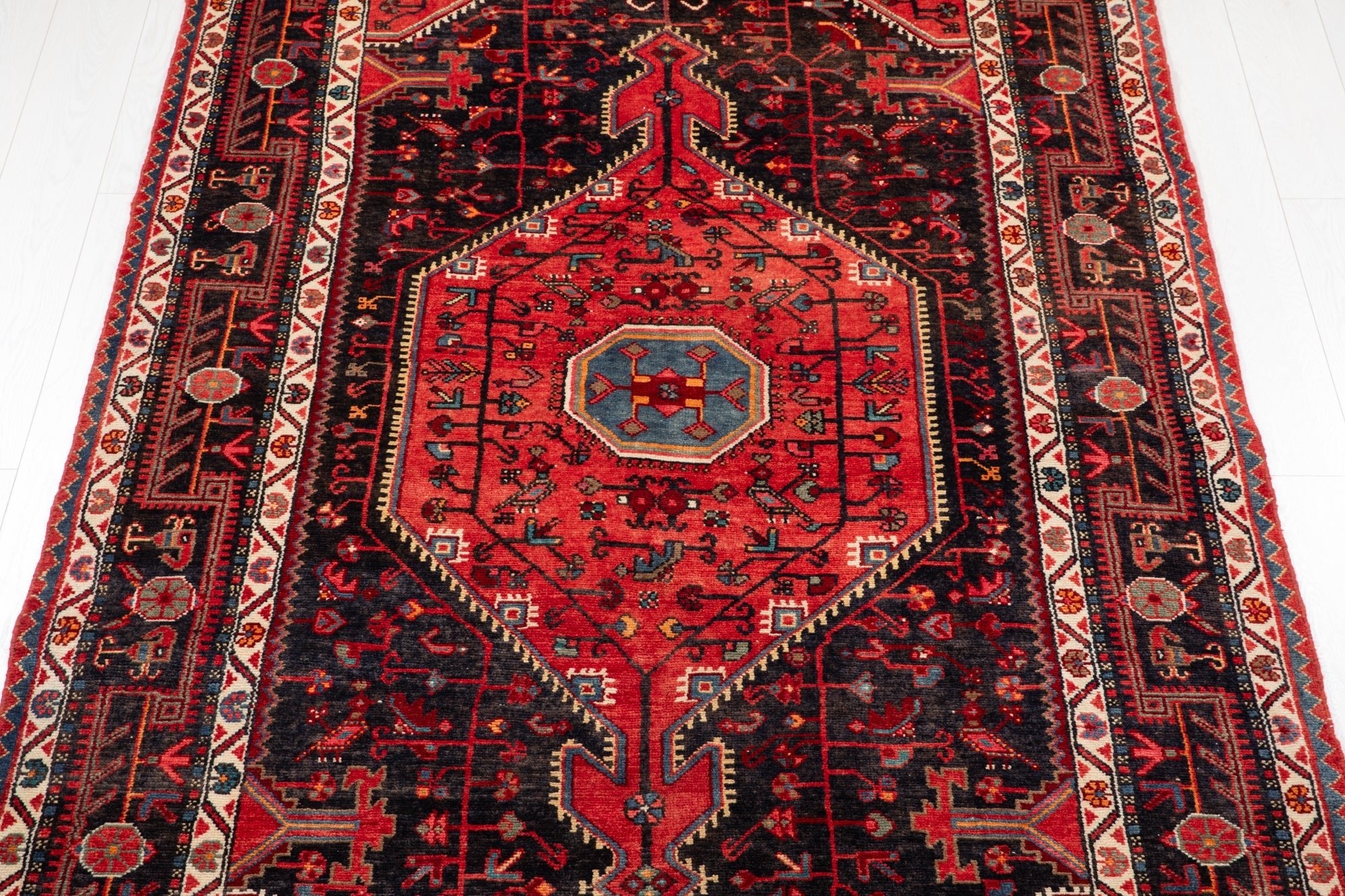 Hand-Knotted Vintage Wool Area Rug – 11' 3" x 5' 2" (342 × 157 cm) - Yasi & Fara