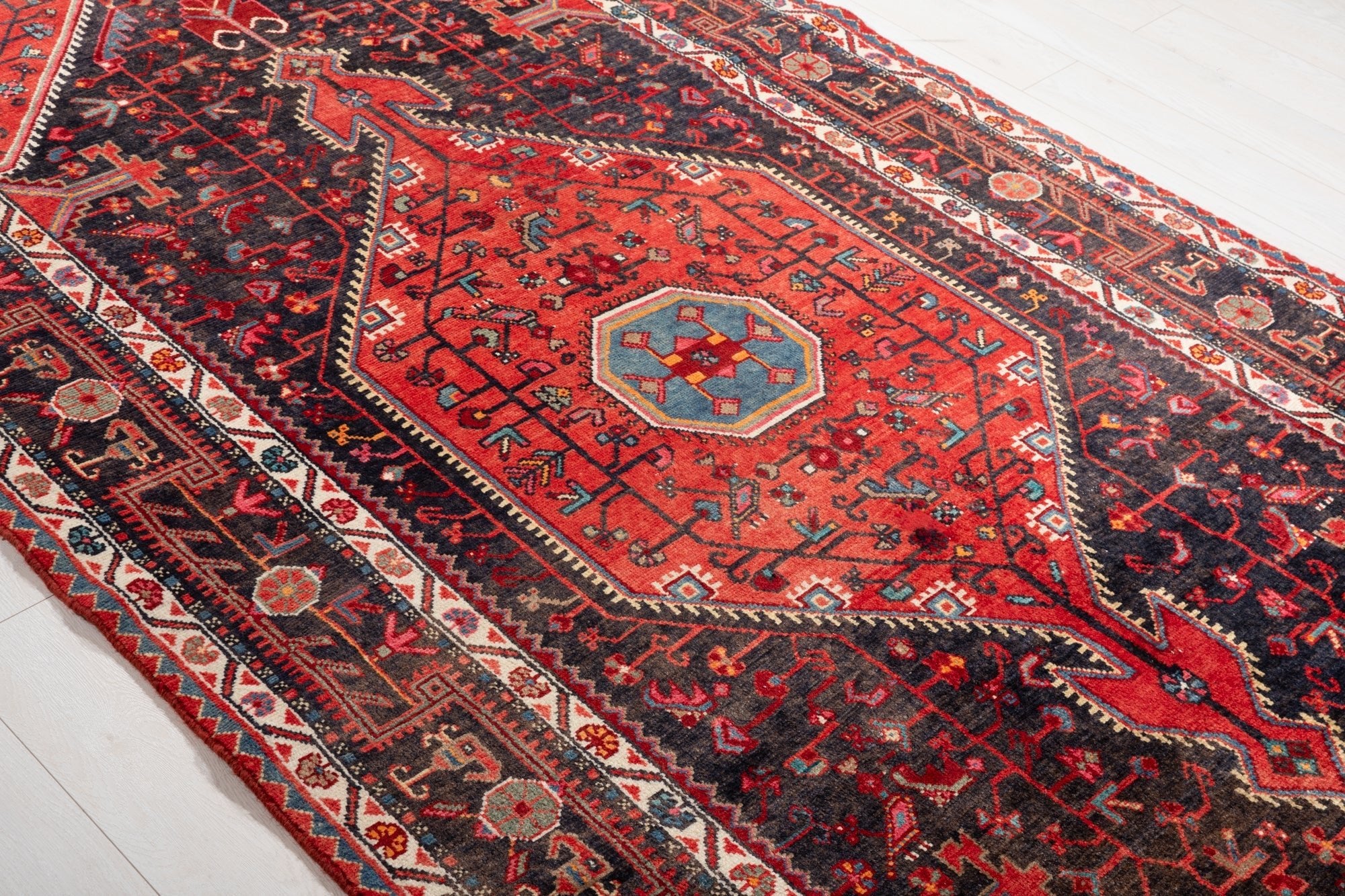 Hand-Knotted Vintage Wool Area Rug – 11' 3" x 5' 2" (342 × 157 cm) - Yasi & Fara