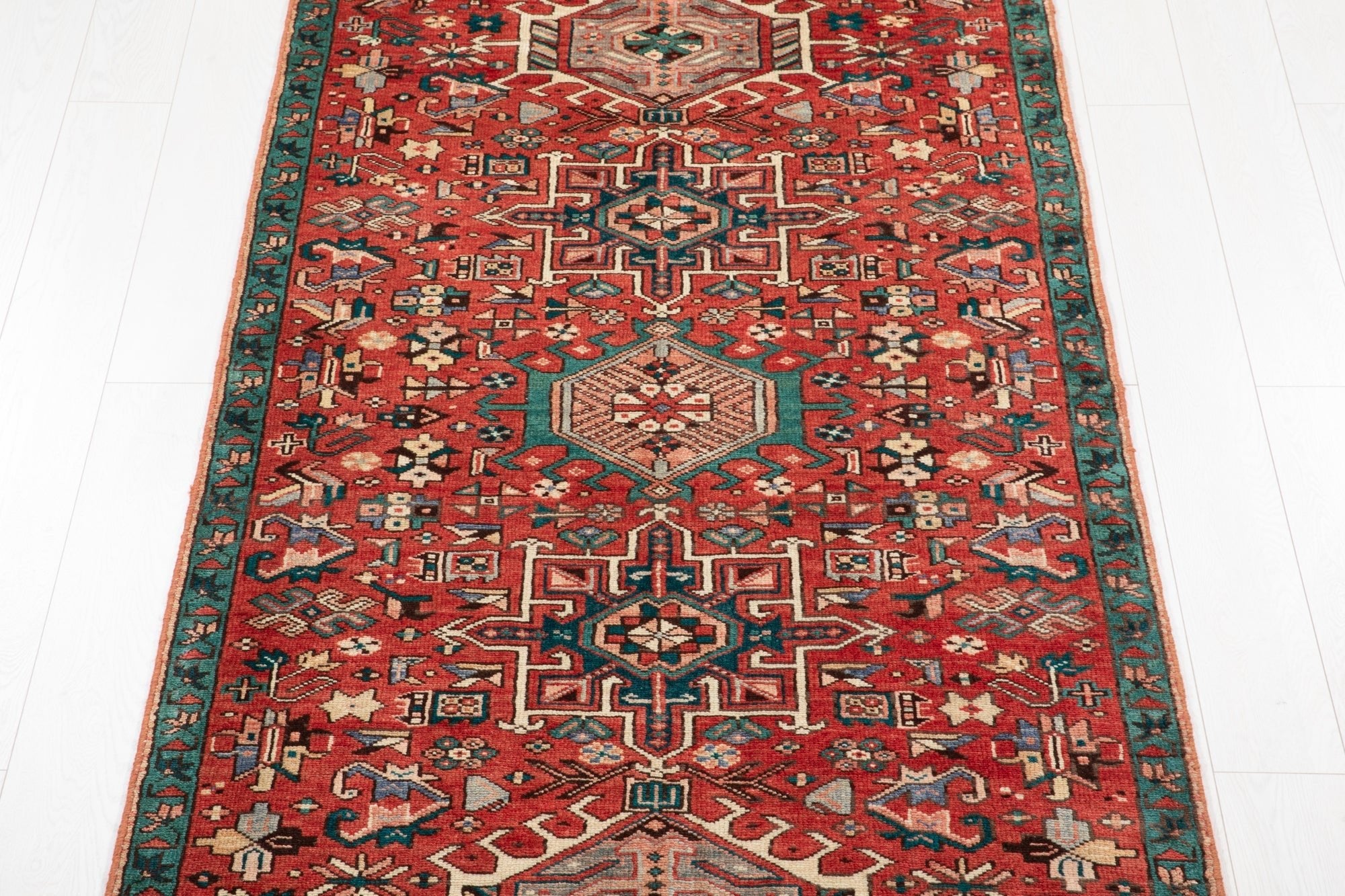 Hand-Knotted Vintage Wool Runner Rug – 9' 6" x 3' 10" (290 × 116 cm) - Yasi & Fara