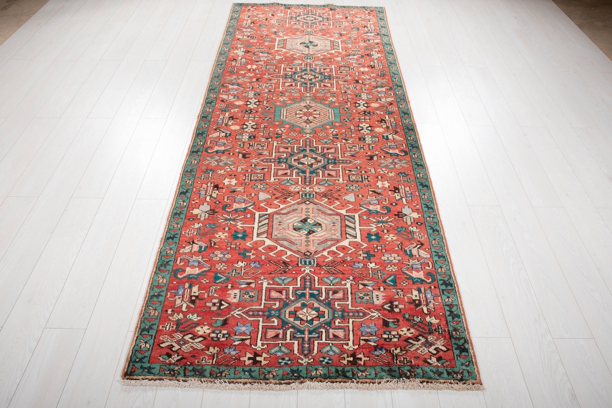 Hand-Knotted Vintage Wool Runner Rug – 9' 6" x 3' 10" (290 × 116 cm) - Yasi & Fara