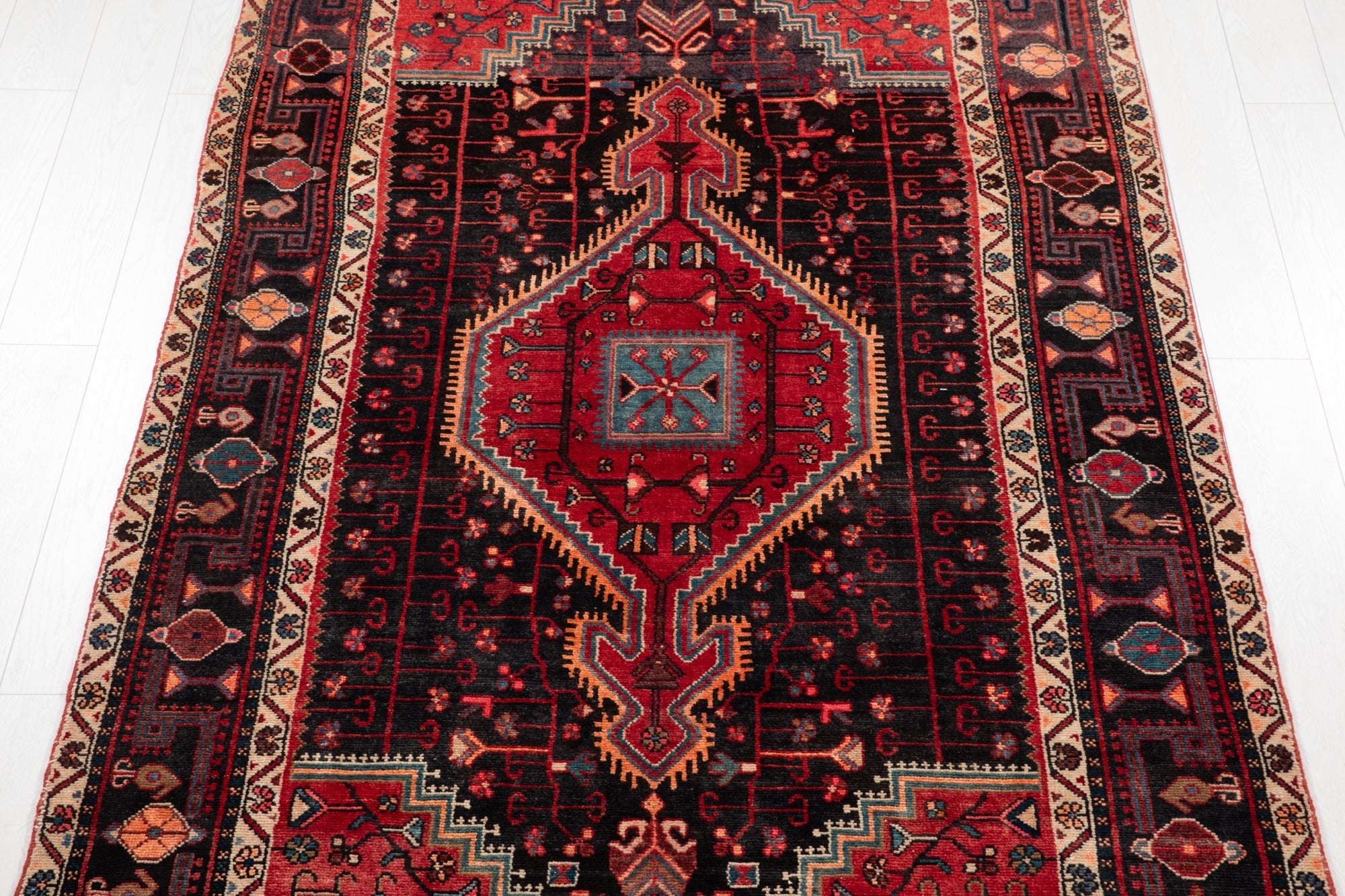 Hand-Knotted Vintage Wool Area Rug – 9' 8" x 5' (295 × 152 cm) - Yasi & Fara