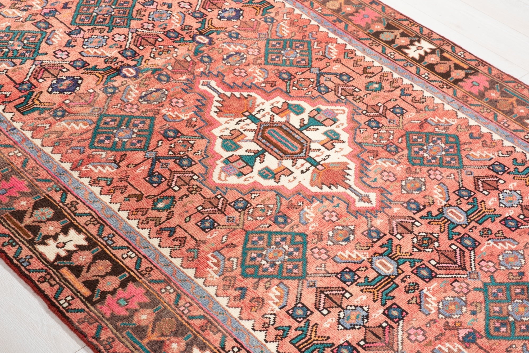 Hand-Knotted Vintage Wool Area Rug – 10' 2" x 4' 7" (311 × 139 cm) - Yasi & Fara