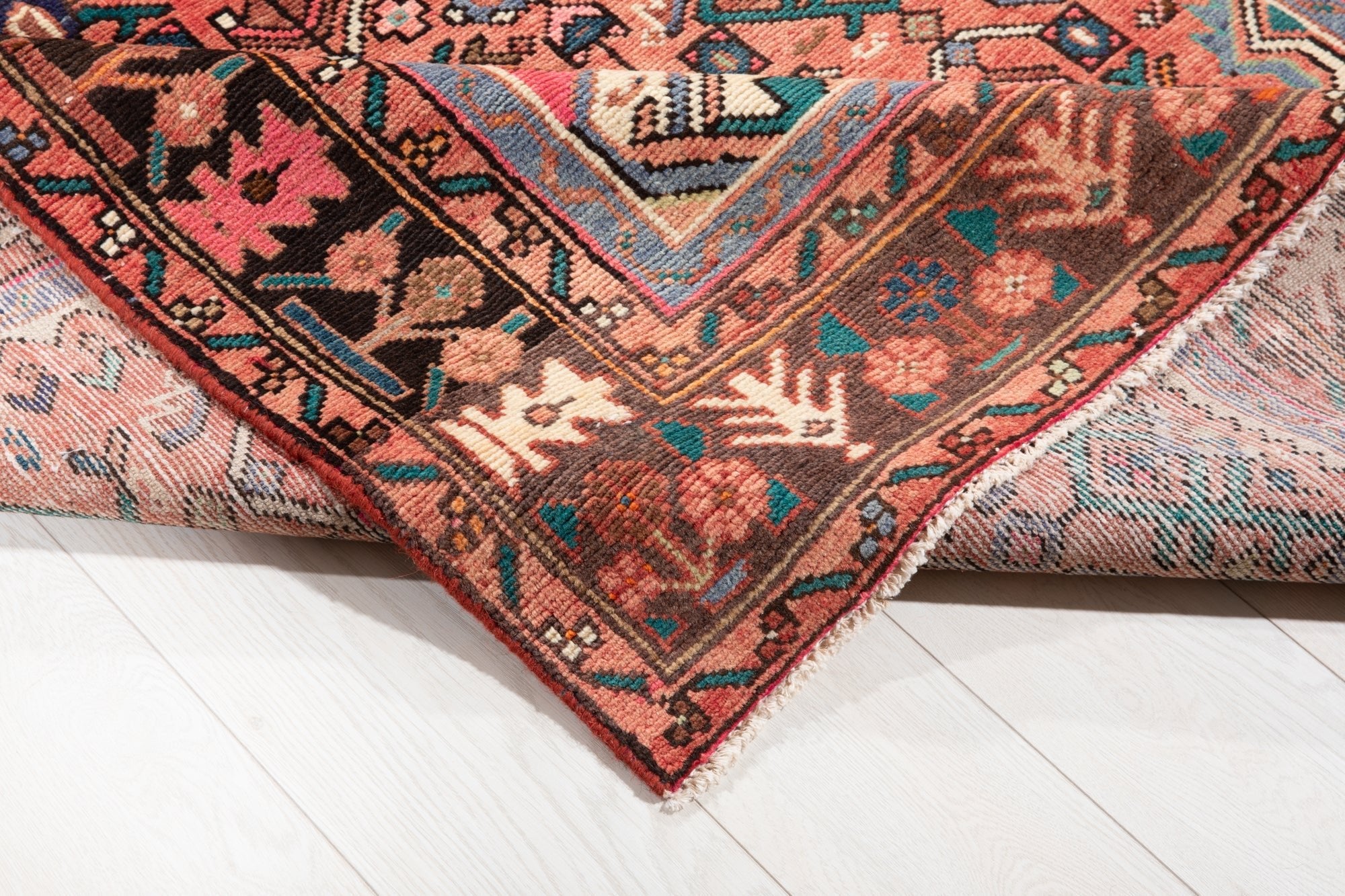 Hand-Knotted Vintage Wool Area Rug – 10' 2" x 4' 7" (311 × 139 cm) - Yasi & Fara