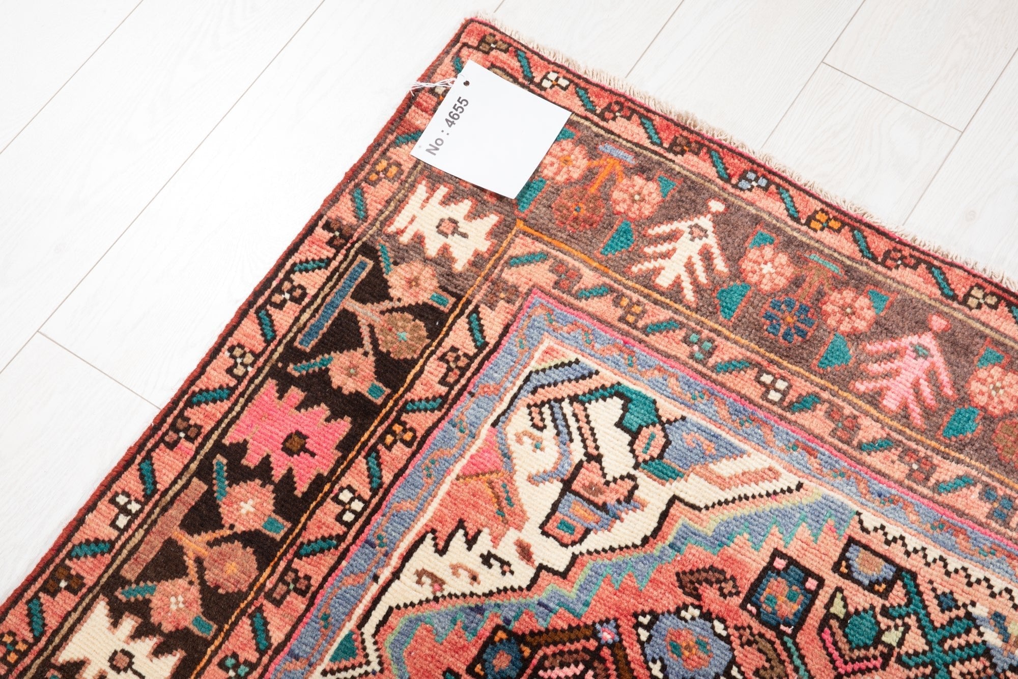 Hand-Knotted Vintage Wool Area Rug – 10' 2" x 4' 7" (311 × 139 cm) - Yasi & Fara