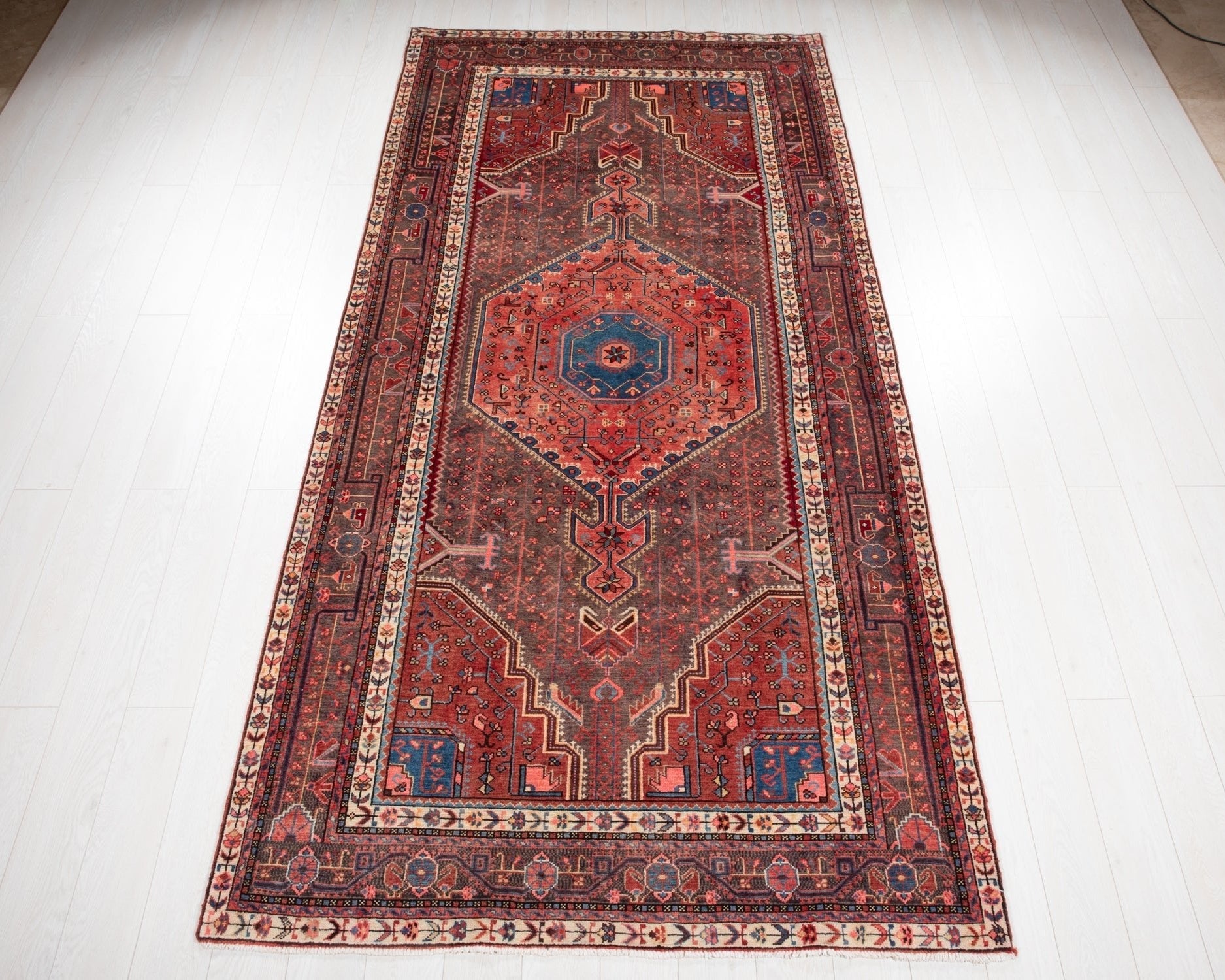 Hand-Knotted Vintage Wool Area Rug – 10' 7" x 5' 1" (323 × 154 cm) - Yasi & Fara