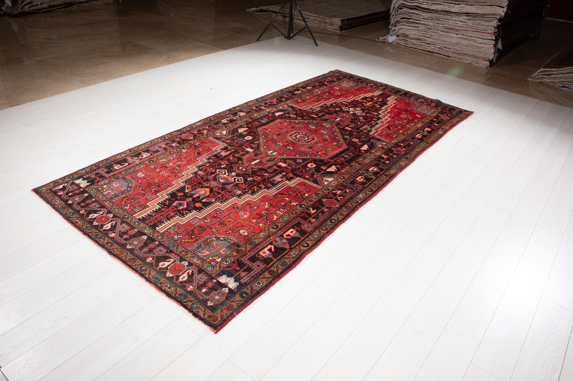 Hand-Knotted Vintage Wool Area Rug – 10' 11" x 5' (332 × 152 cm) - Yasi & Fara