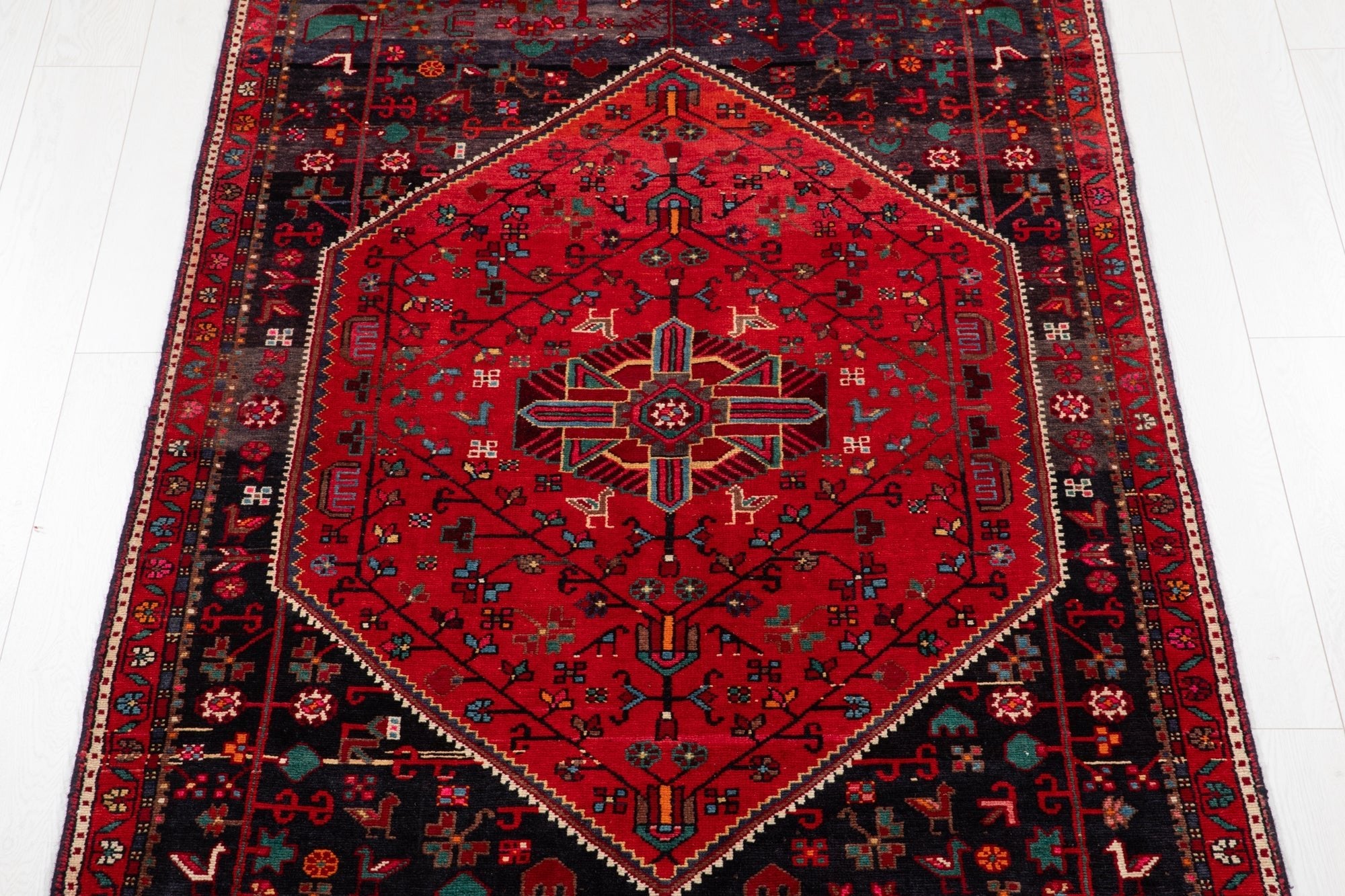 Hand-Knotted Vintage Wool Area Rug – 11' 5" x 4' 3" (349 x 129 cm - Yasi & Fara