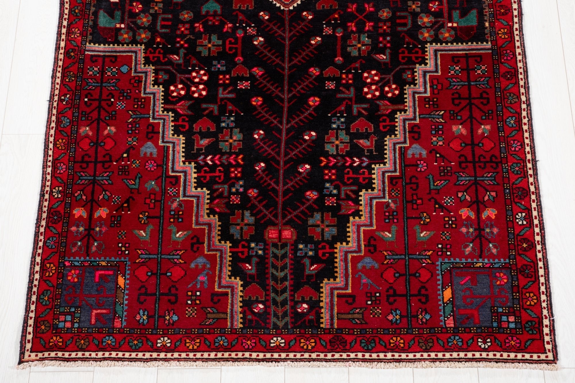 Hand-Knotted Vintage Wool Area Rug – 11' 5" x 4' 3" (349 x 129 cm - Yasi & Fara