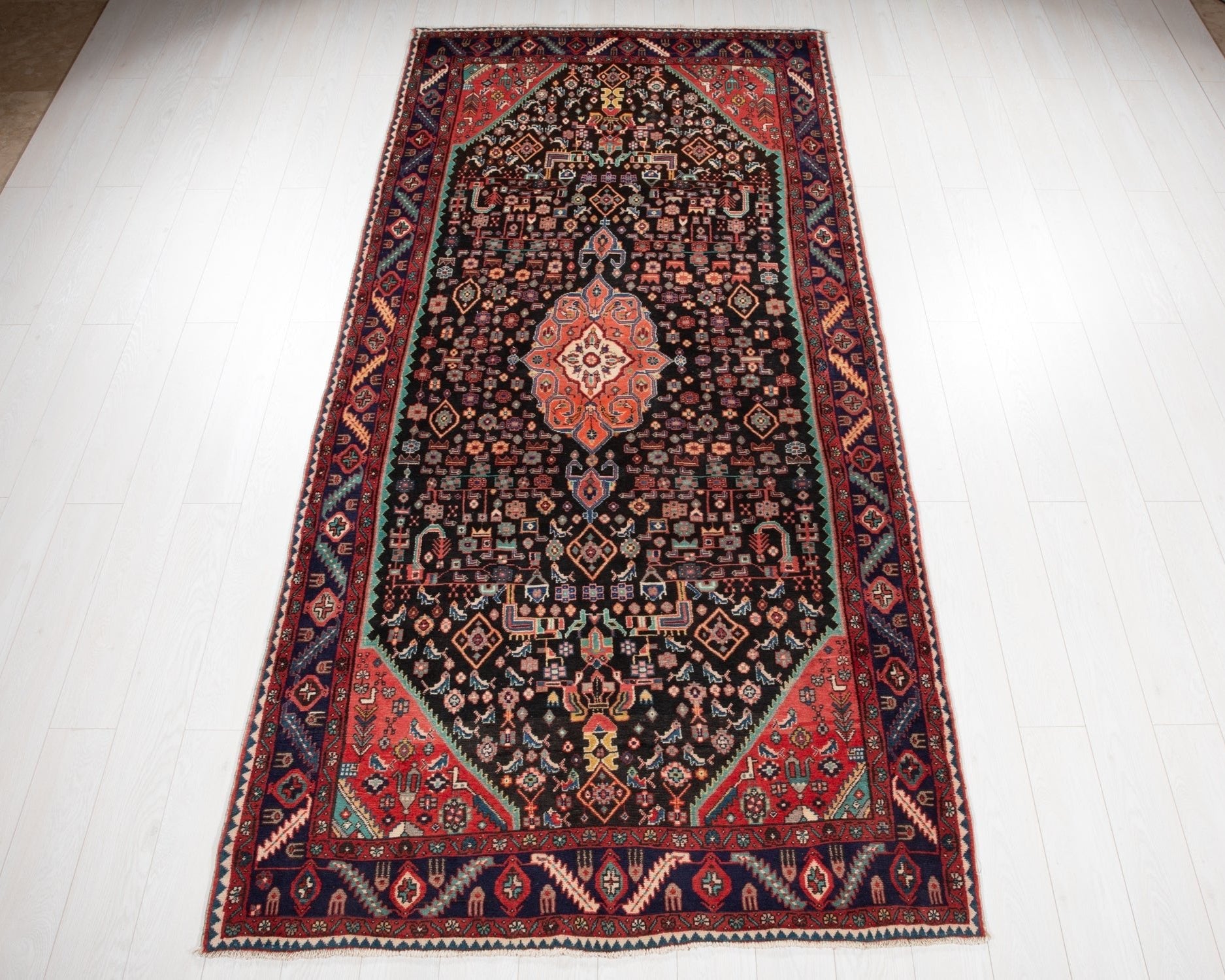 Hand-Knotted Vintage Wool Area Rug – 10' 4" x 4' 10" (316 x 147 cm) - Yasi & Fara