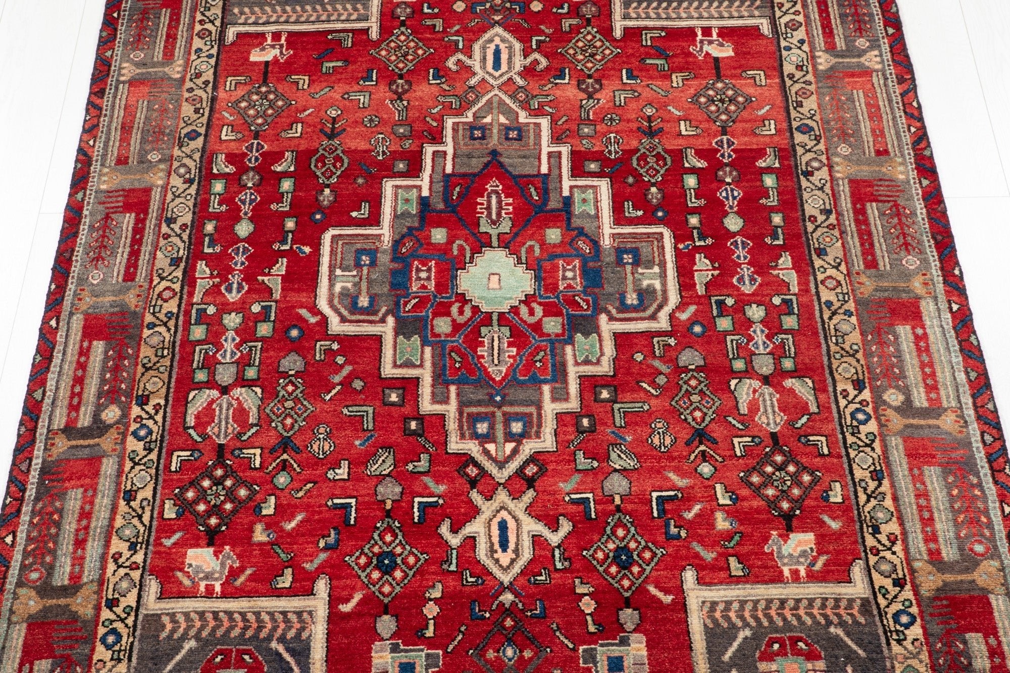 Hand-Knotted Vintage Wool Area Rug – 8' 10" x 4' 9" (270 × 145 cm) - Yasi & Fara