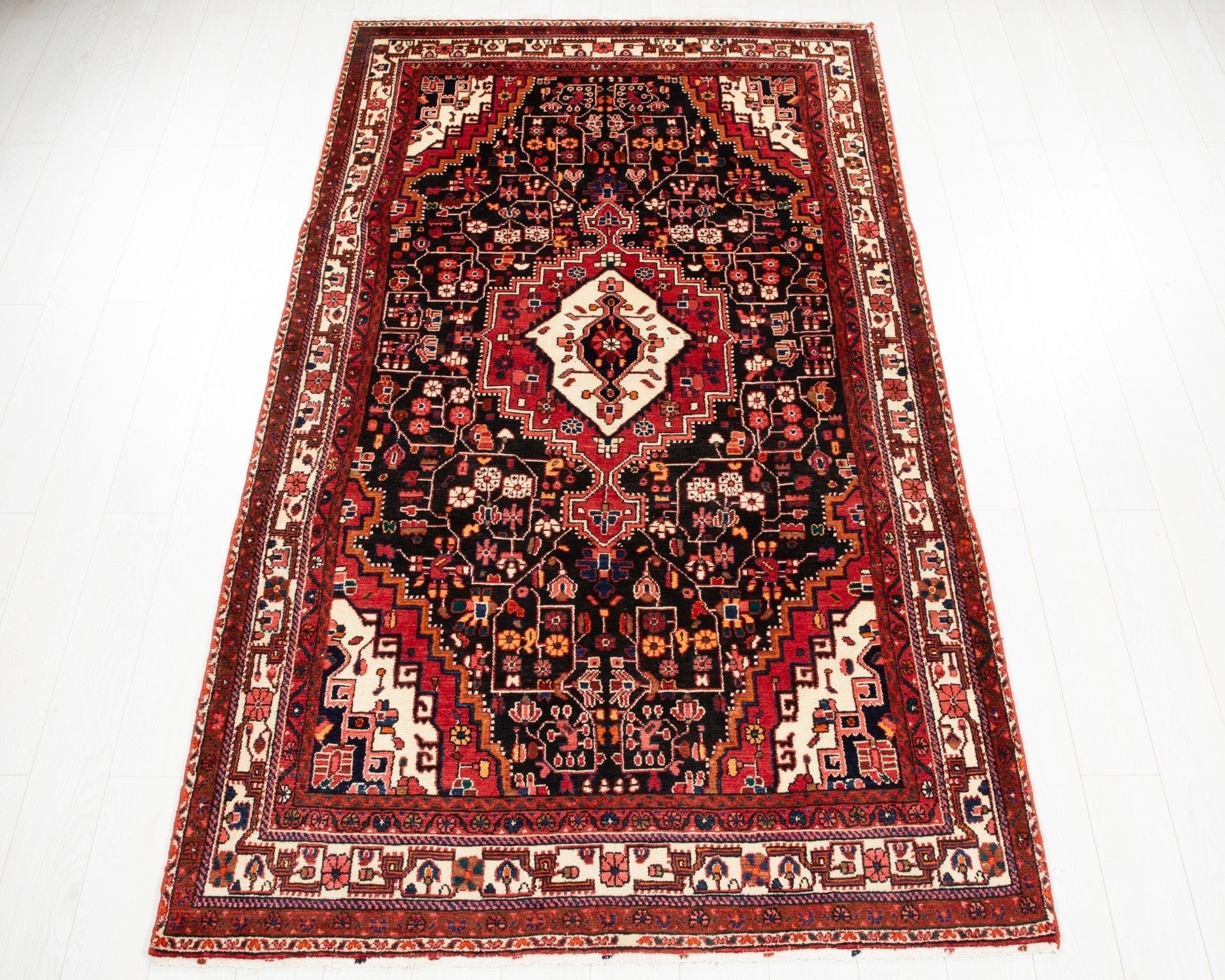 Hand-Knotted Vintage Wool Area Rug – 8' 9" x 4' 11" (267 x 150 cm) - Yasi & Fara