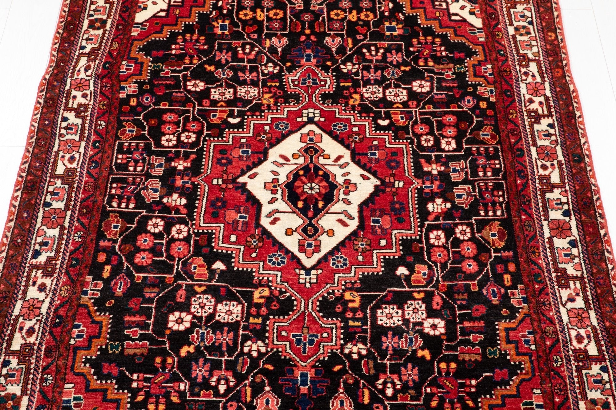 Hand-Knotted Vintage Wool Area Rug – 8' 9" x 4' 11" (267 x 150 cm) - Yasi & Fara