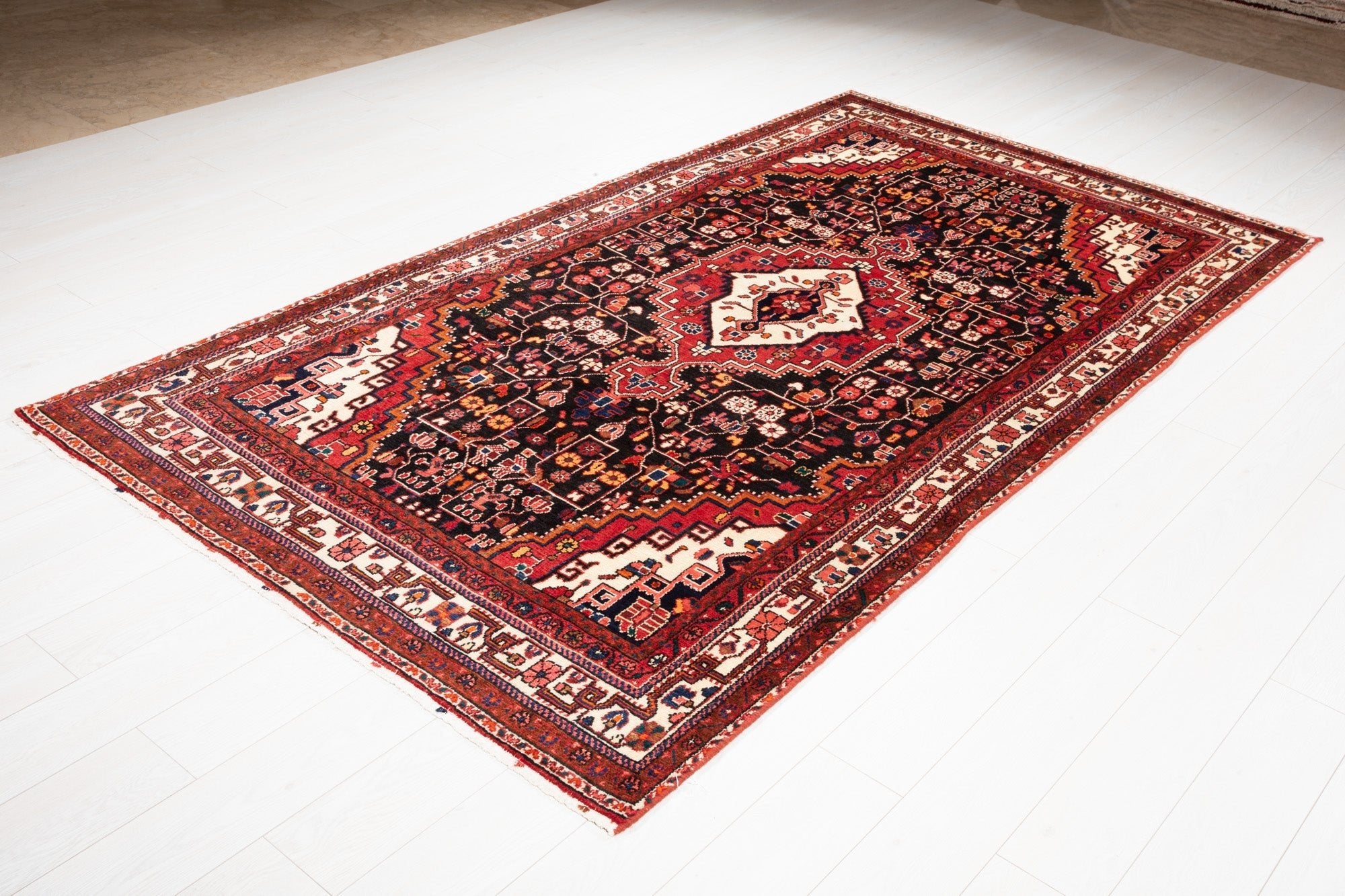 Hand-Knotted Vintage Wool Area Rug – 8' 9" x 4' 11" (267 x 150 cm) - Yasi & Fara