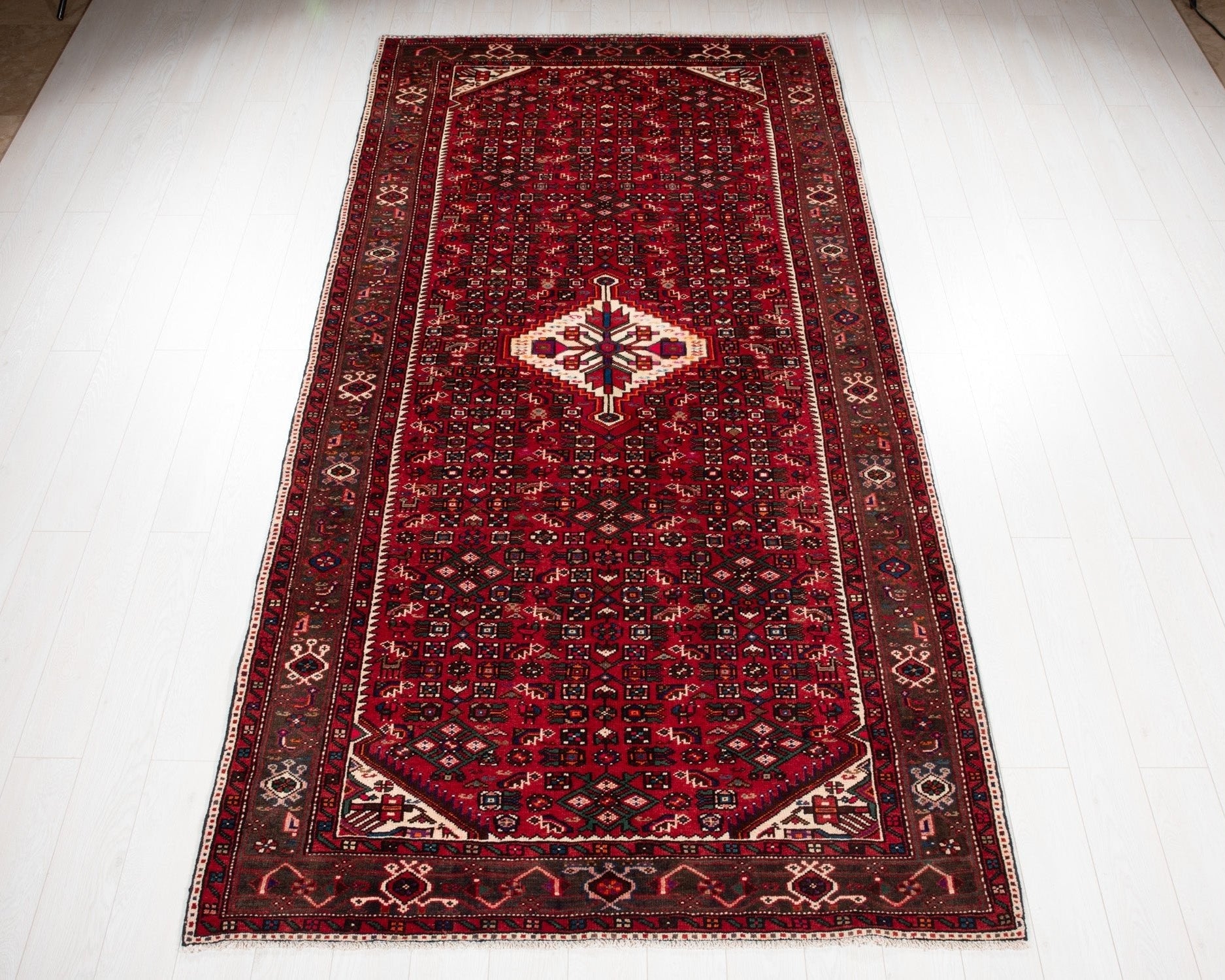 Hand-Knotted Vintage Wool Area Rug – 10' 6" x 5' 3" (319 x 160 cm) - Yasi & Fara