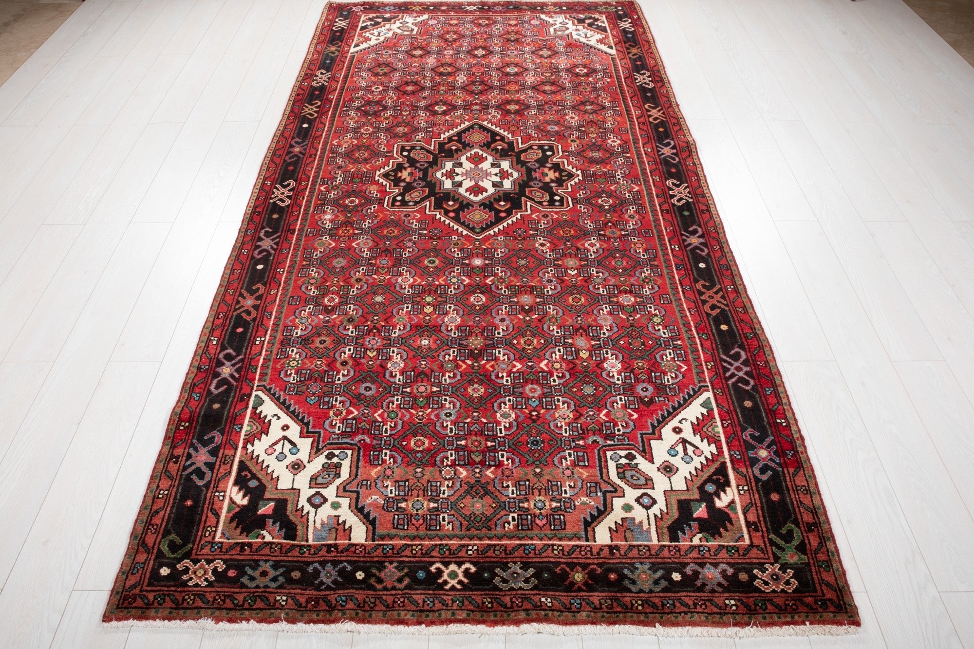 Hand-Knotted Vintage Wool Area Rug – 9' 11" x 4' 11" (303 x 151 cm) - Yasi & Fara