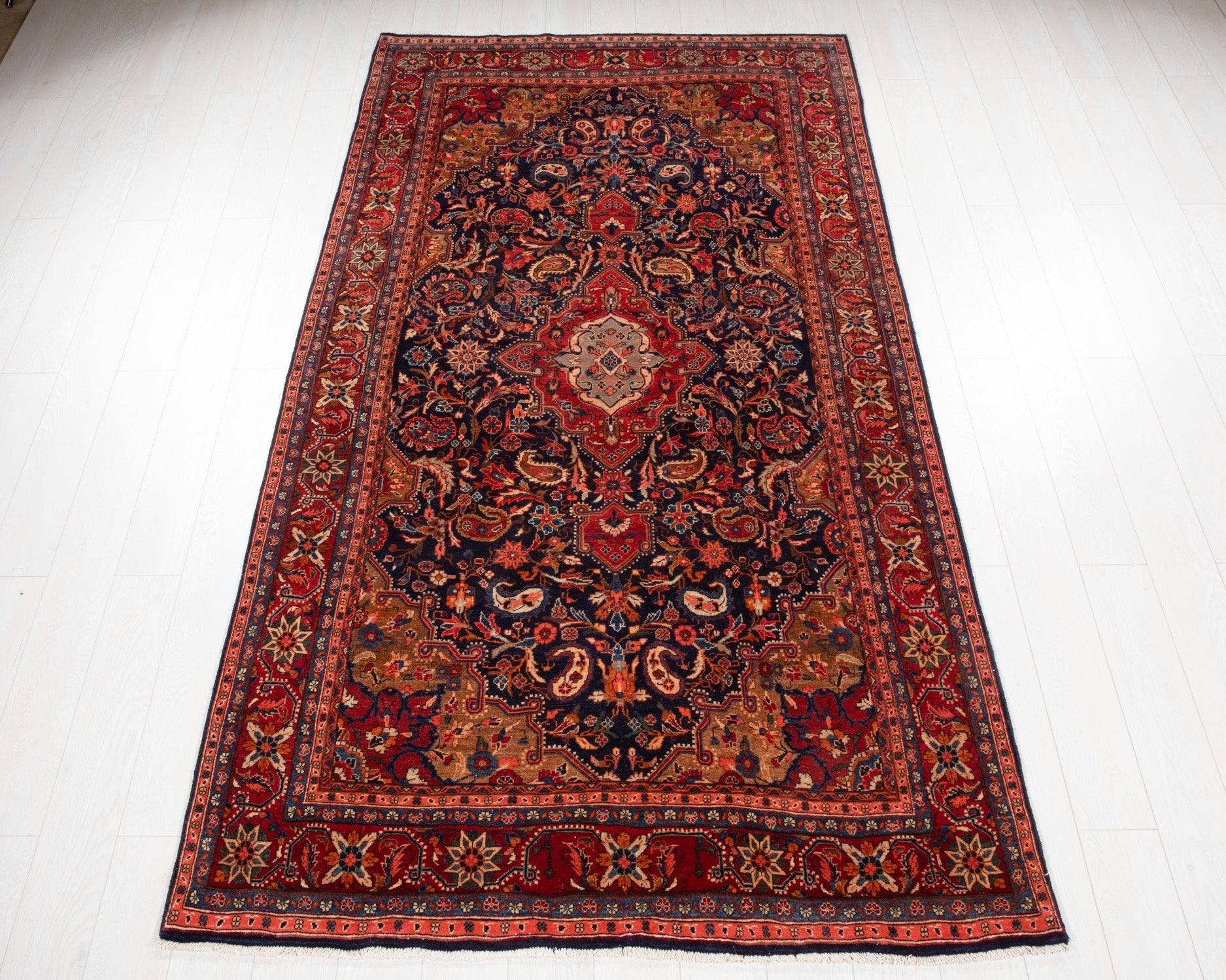 Hand-Knotted Vintage Wool Area Rug – 9' 7" x 5' (291 x 152 cm) - Yasi & Fara