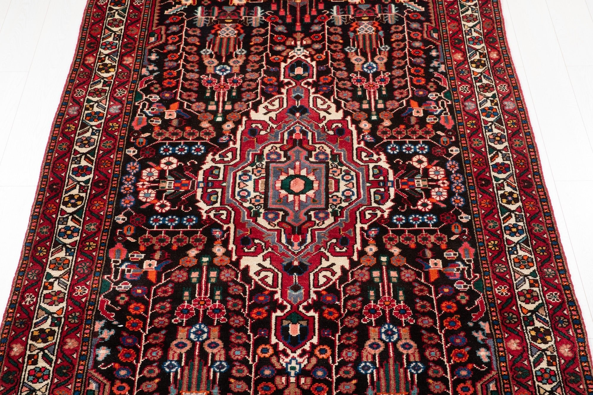 Hand-Knotted Vintage Wool Area Rug – 11' 3" x 5' 3" (342 x 159 cm) - Yasi & Fara