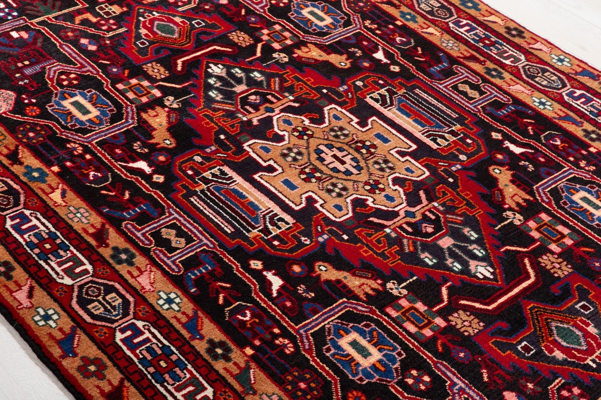 Hand-Knotted Vintage Wool Area Rug – 9' 9" x 4' 11" (297 x 149 cm) - Yasi & Fara