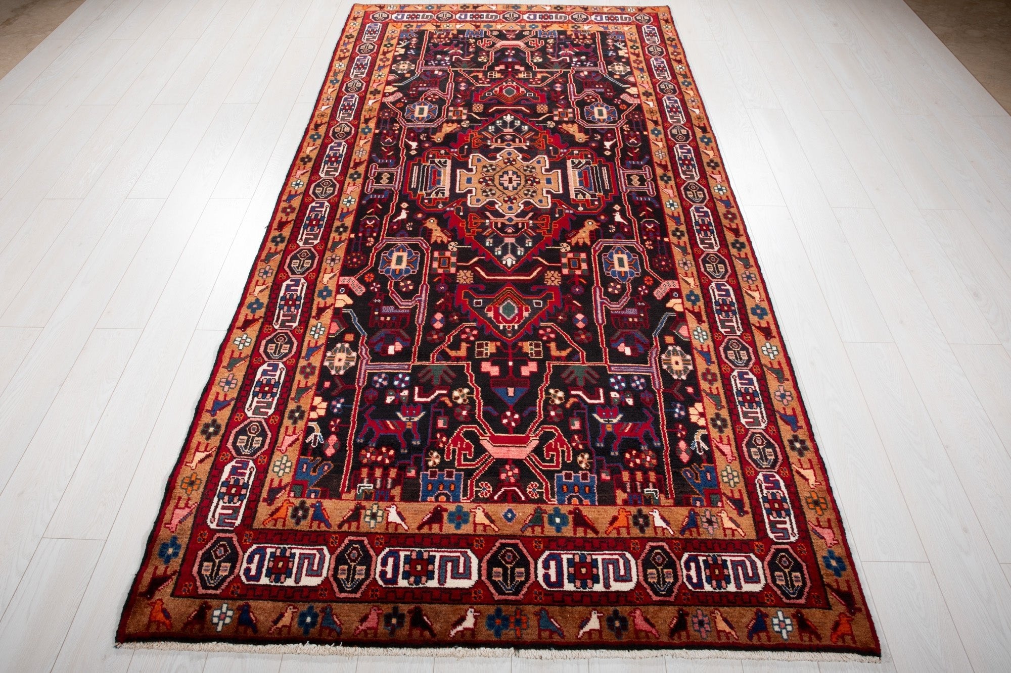 Hand-Knotted Vintage Wool Area Rug – 9' 9" x 4' 11" (297 x 149 cm) - Yasi & Fara