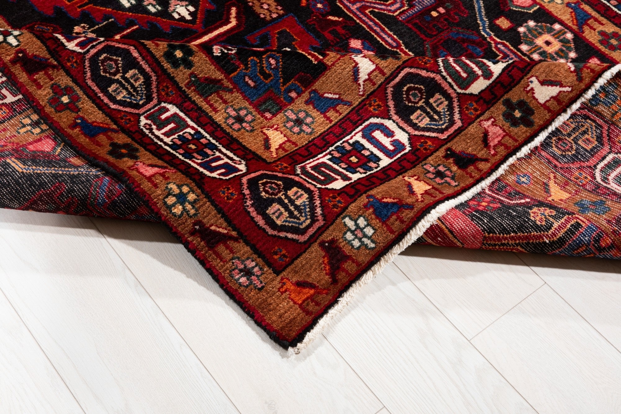 Hand-Knotted Vintage Wool Area Rug – 9' 9" x 4' 11" (297 x 149 cm) - Yasi & Fara