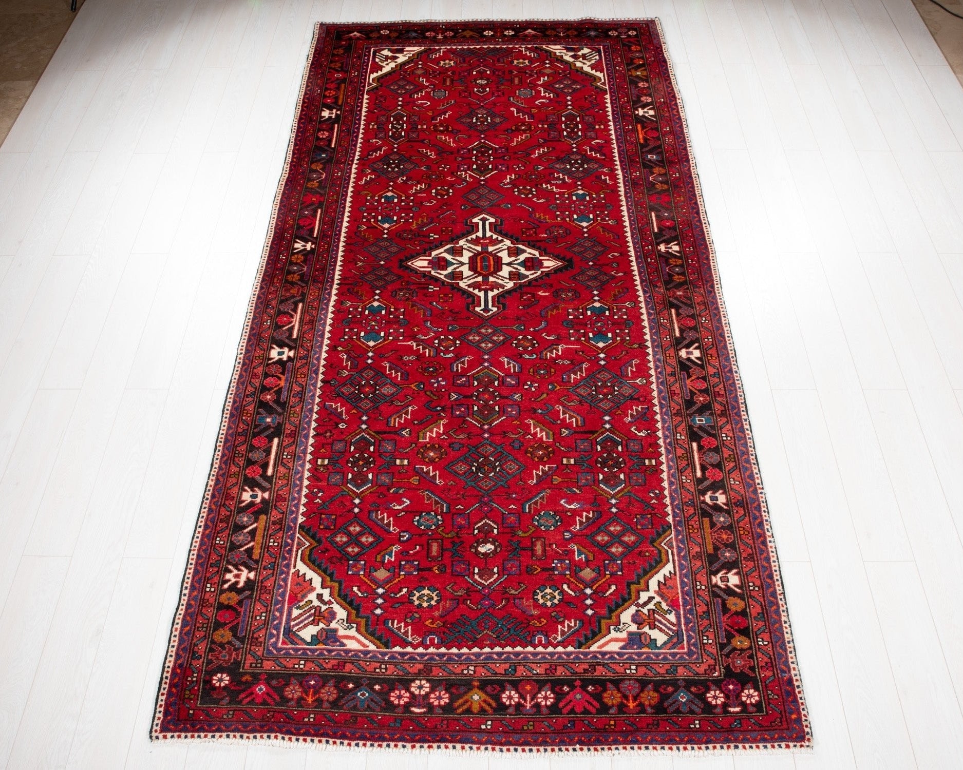 Hand-Knotted Vintage Wool Area Rug – 10' 10" x 5' 3" (330 x 161 cm) - Yasi & Fara