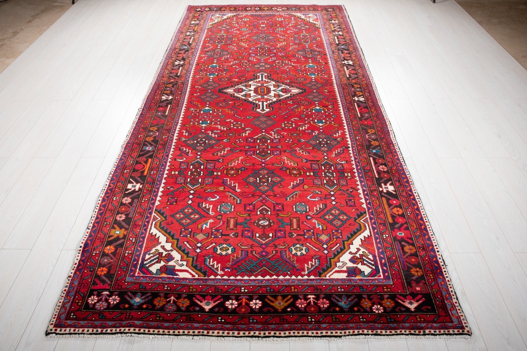 Hand-Knotted Vintage Wool Area Rug – 10' 10" x 5' 3" (330 x 161 cm) - Yasi & Fara