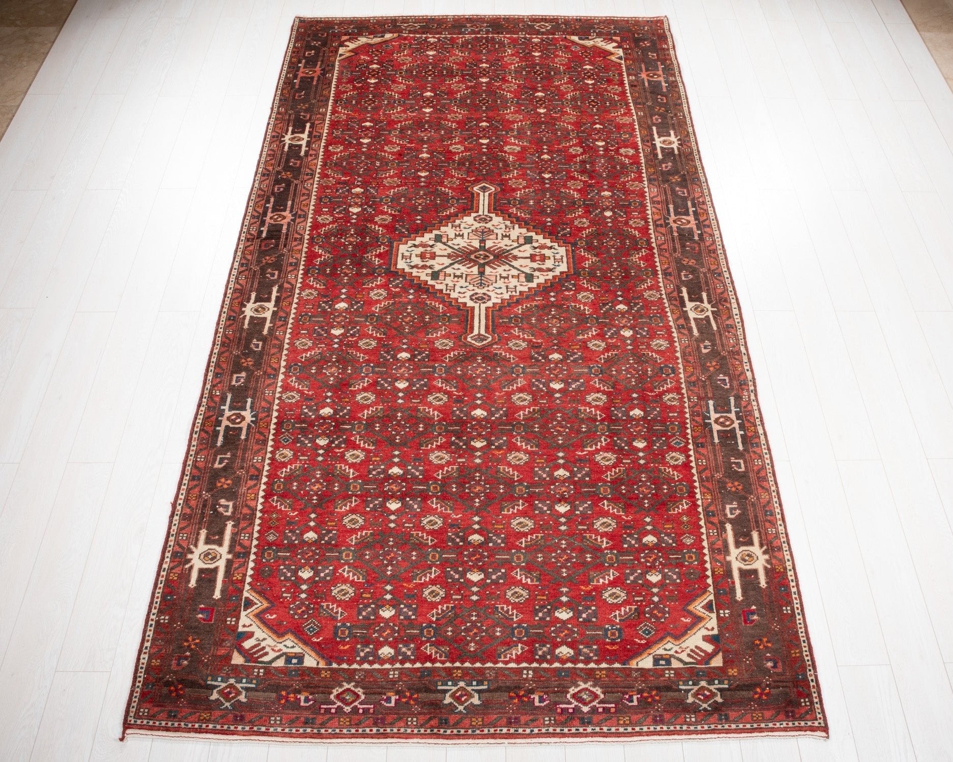 Hand-Knotted Vintage Wool Area Rug – 10' 6" x 5' 10" (321 x 178 cm) - Yasi & Fara