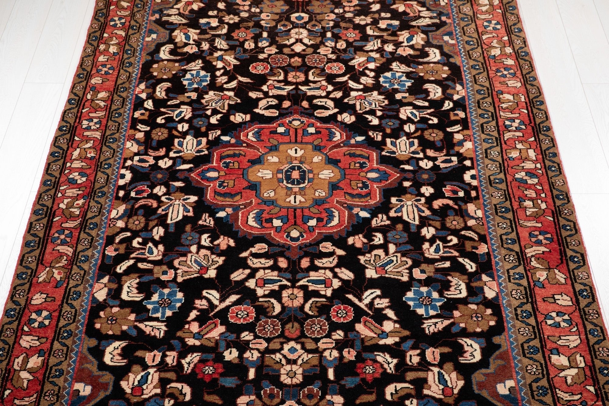 Hand-Knotted Vintage Wool Area Rug – 11' 8" x 5' 7" (355 × 170 cm) - Yasi & Fara