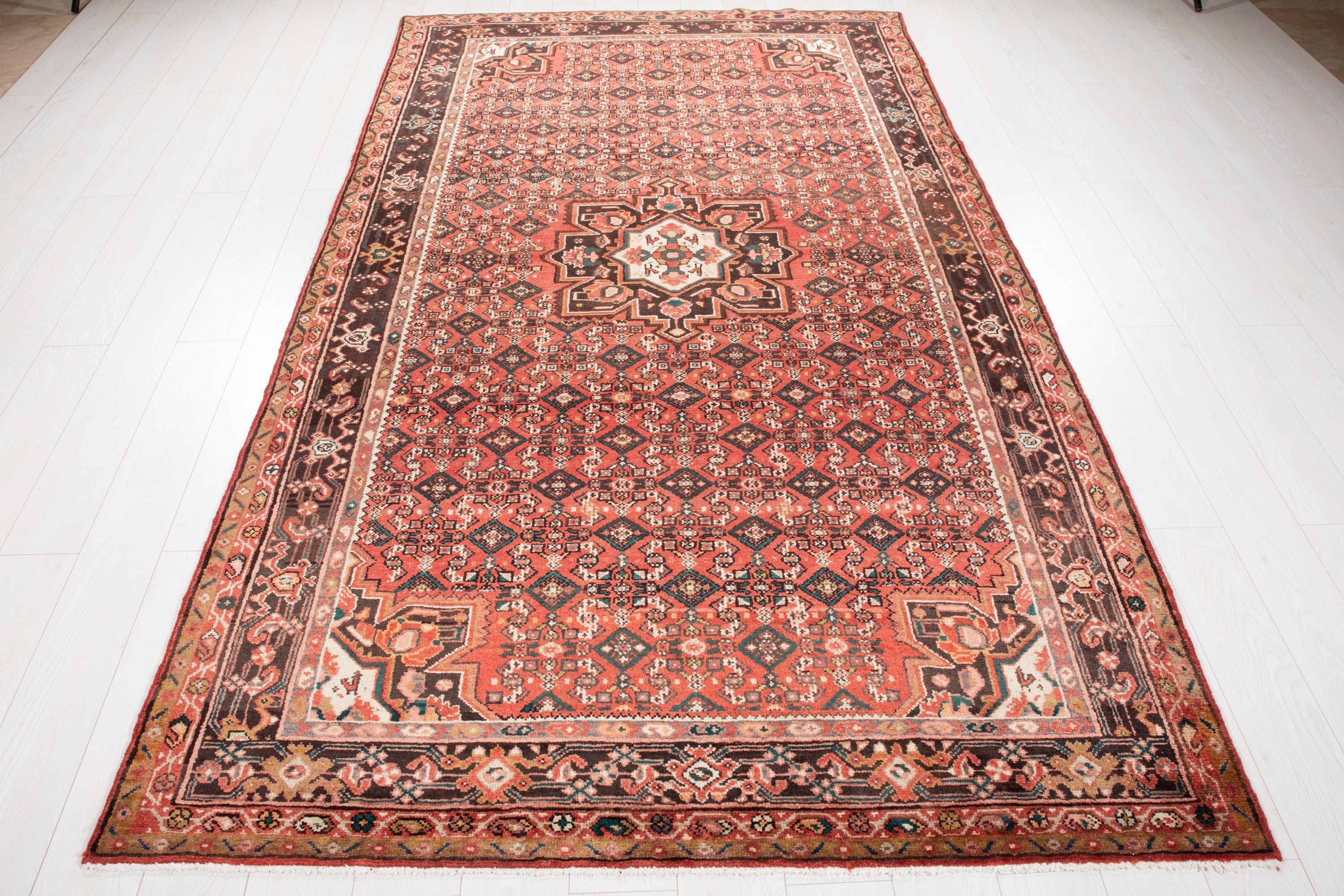 Hand-Knotted Vintage Wool Area Rug – 9' 8" x 5' 5" (295 x 165 cm) - Yasi & Fara
