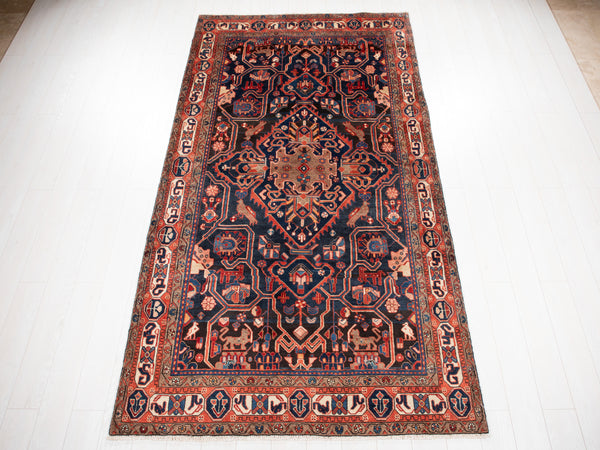 9' 10" x 5' 3" Excellent Hand-Knotted Antique Tribal Rug