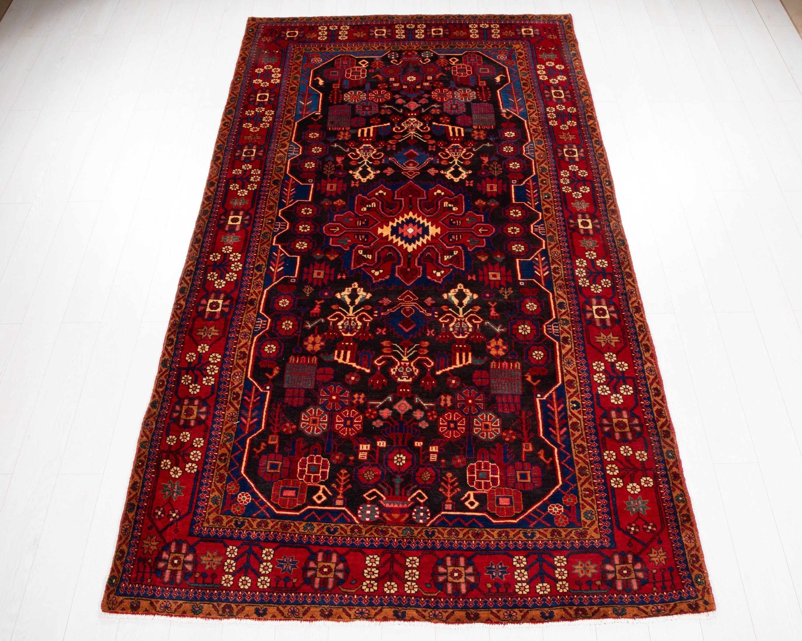 Hand-Knotted Vintage Wool Area Rug – 9' 10" x 5' 6" (299 x 169 cm) - Yasi & Fara