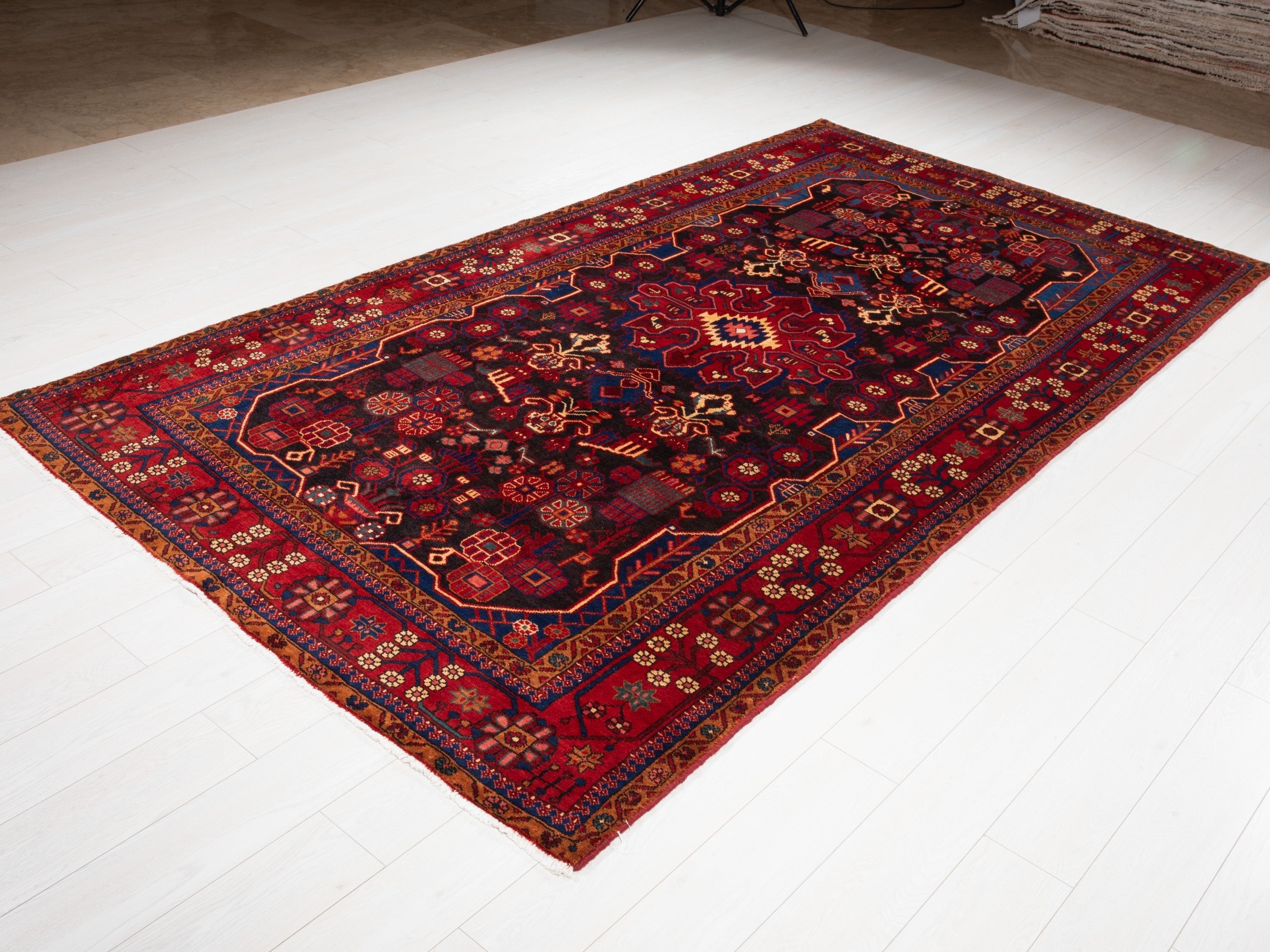Hand-Knotted Vintage Wool Area Rug – 9' 10" x 5' 6" (299 x 169 cm) - Yasi & Fara