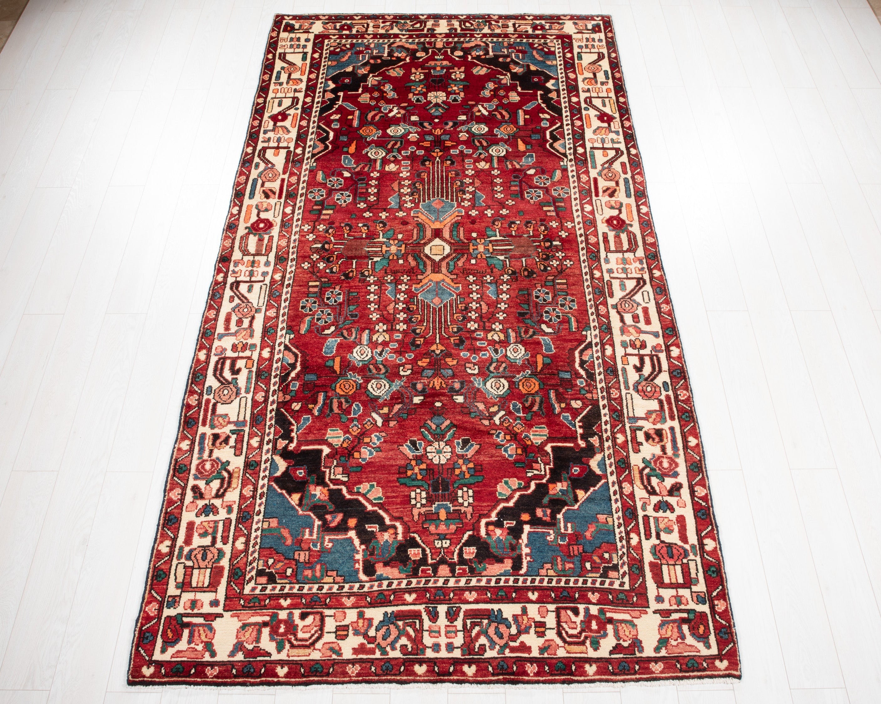 Hand-Knotted Vintage Wool Area Rug – 9' 7" x 5' 2" (293 x 157 cm) - Yasi & Fara