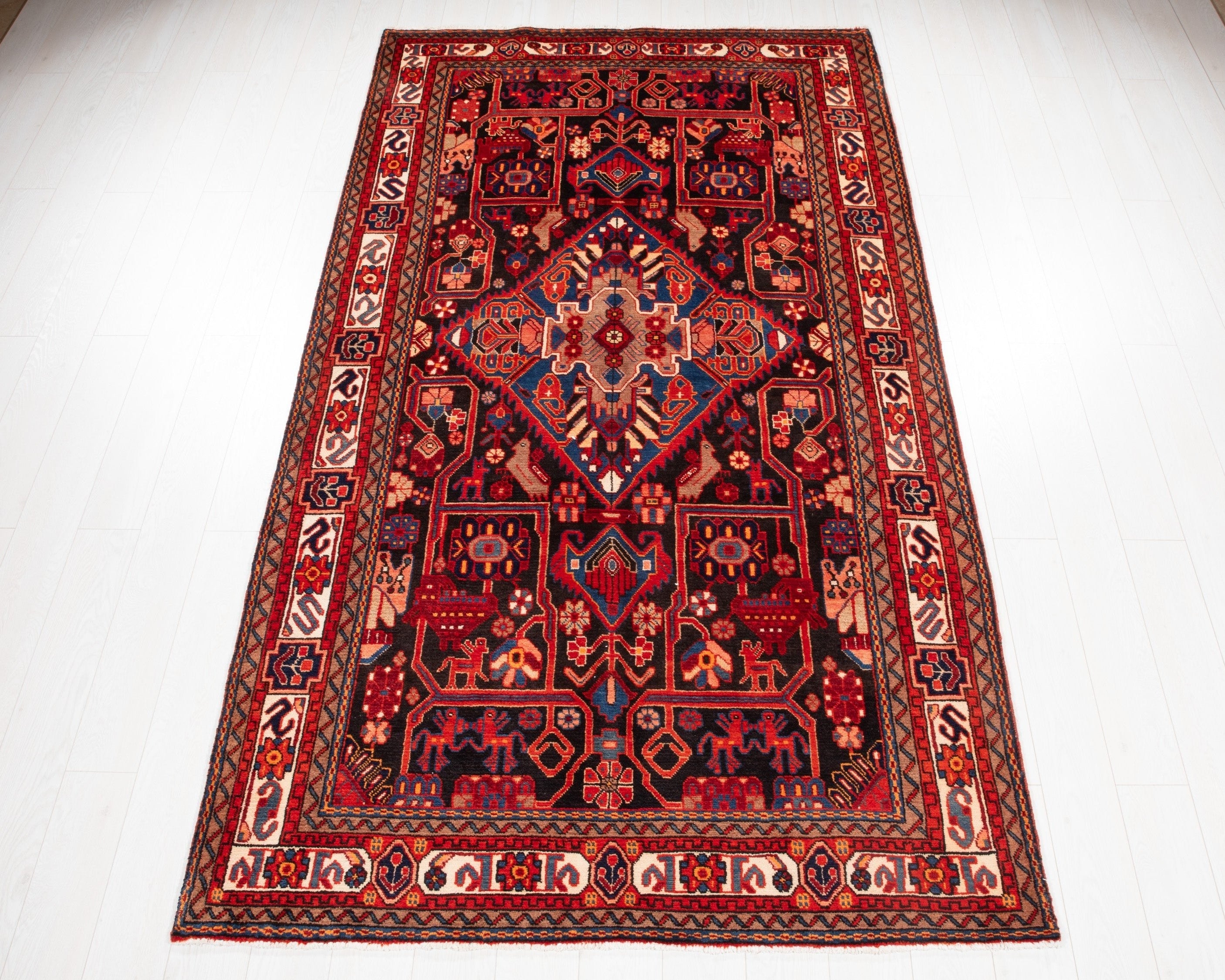 Hand-Knotted Vintage Wool Area Rug – 9' 9" x 5' 3" (298 x 160 cm) - Yasi & Fara