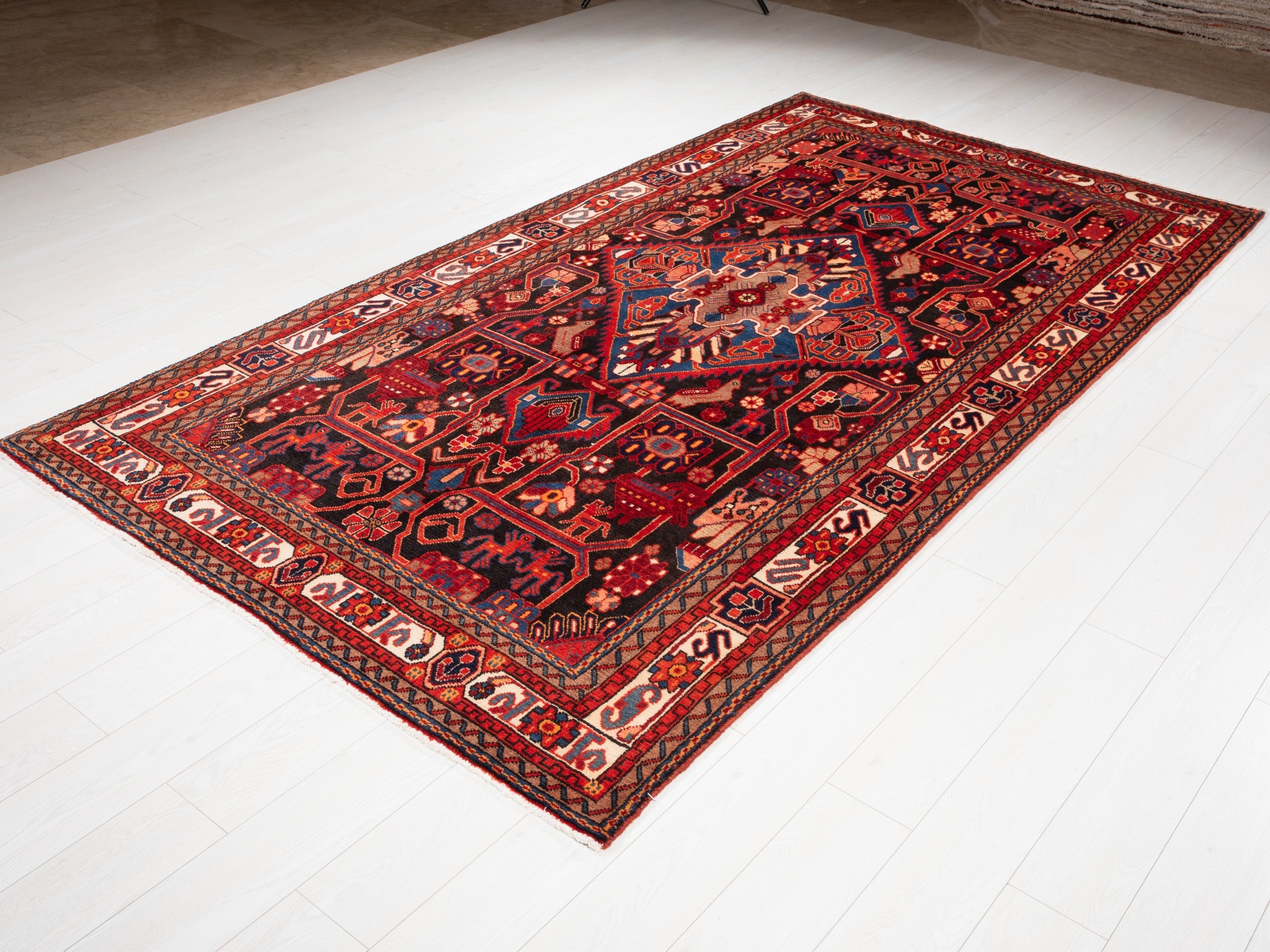 Hand-Knotted Vintage Wool Area Rug – 9' 9" x 5' 3" (298 x 160 cm) - Yasi & Fara