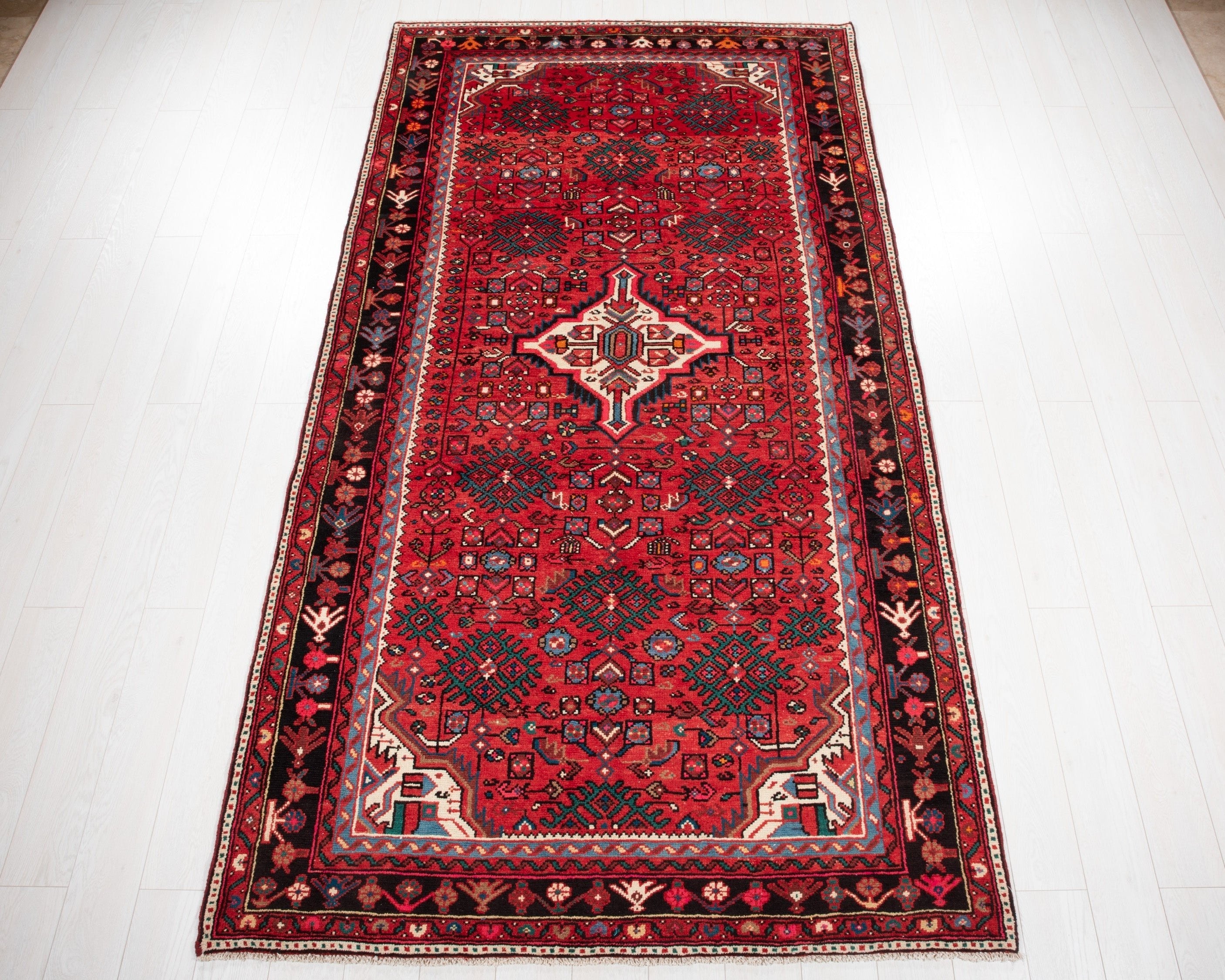 Hand-Knotted Vintage Wool Area Rug – 9' 10" x 5' 3" (300 x 161 cm) - Yasi & Fara