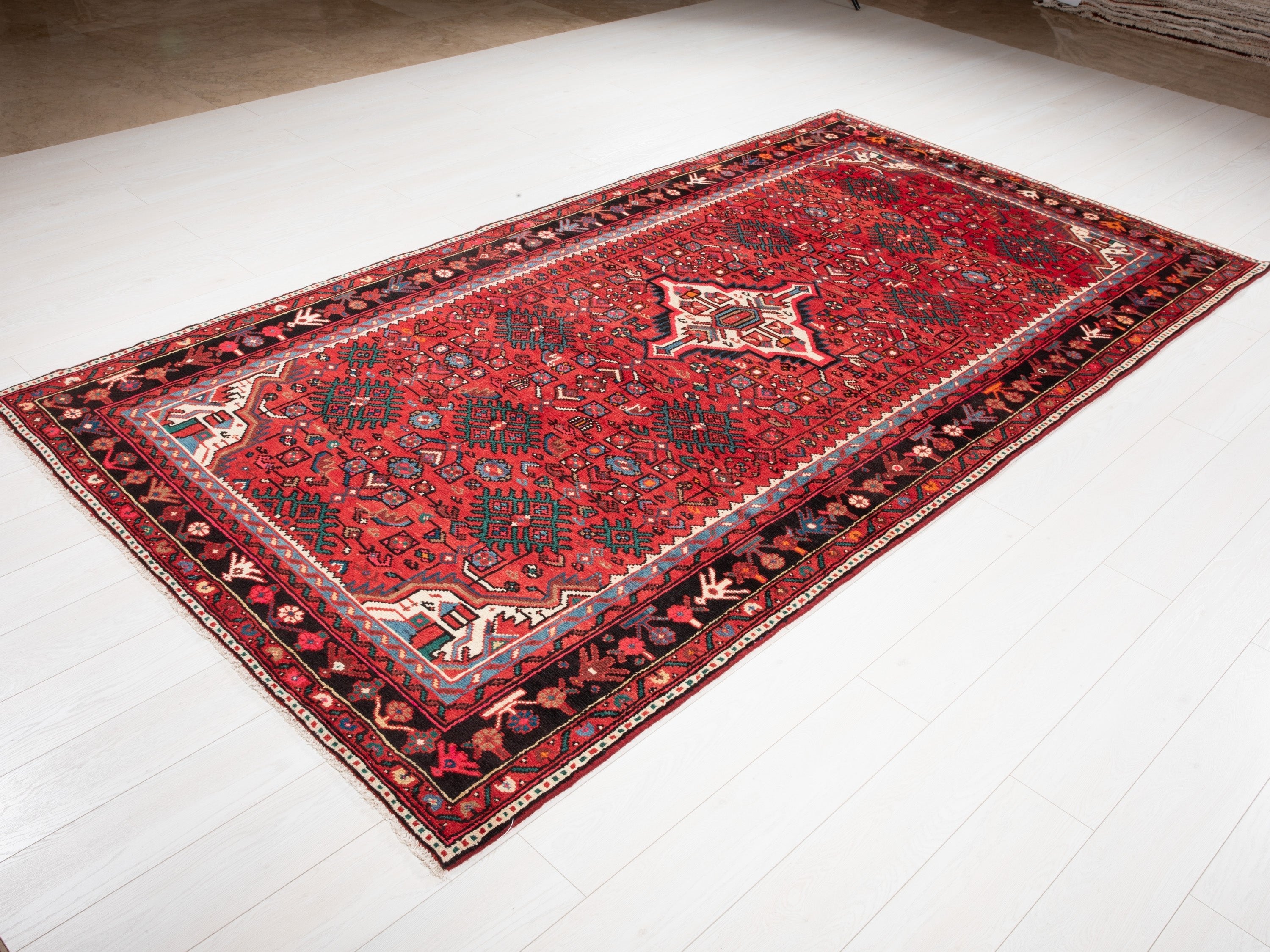 Hand-Knotted Vintage Wool Area Rug – 9' 10" x 5' 3" (300 x 161 cm) - Yasi & Fara