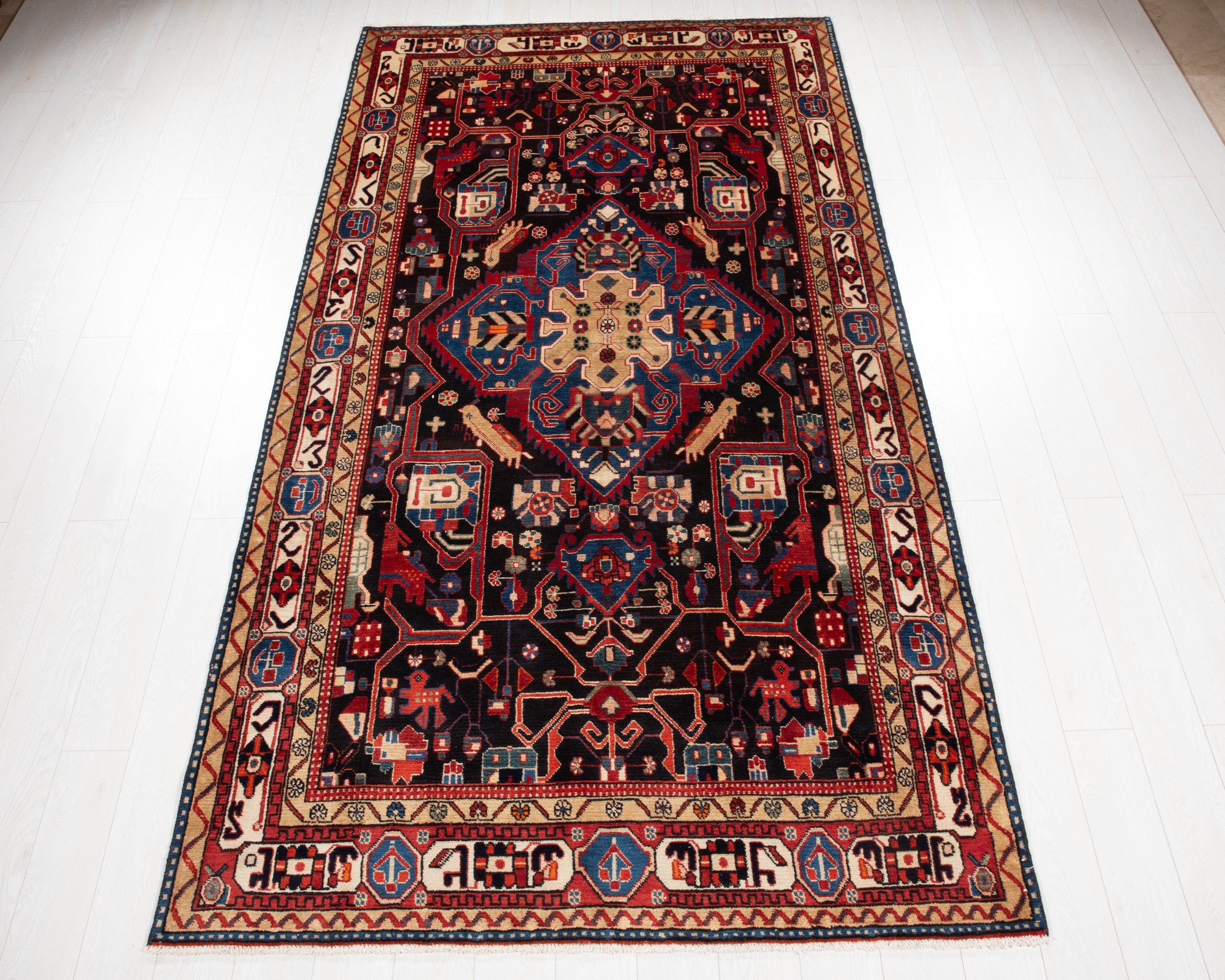 Hand-Knotted Vintage Wool Area Rug – 10' 3" x 5' 4" (313 x 164 cm) - Yasi & Fara
