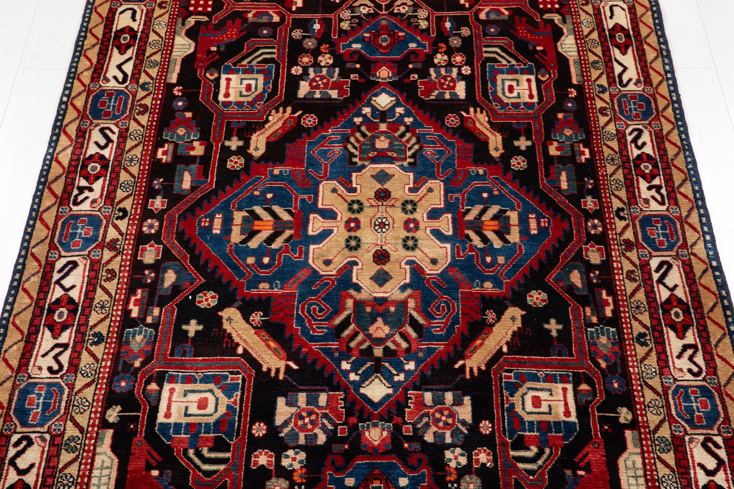 Hand-Knotted Vintage Wool Area Rug – 10' 3" x 5' 4" (313 x 164 cm) - Yasi & Fara