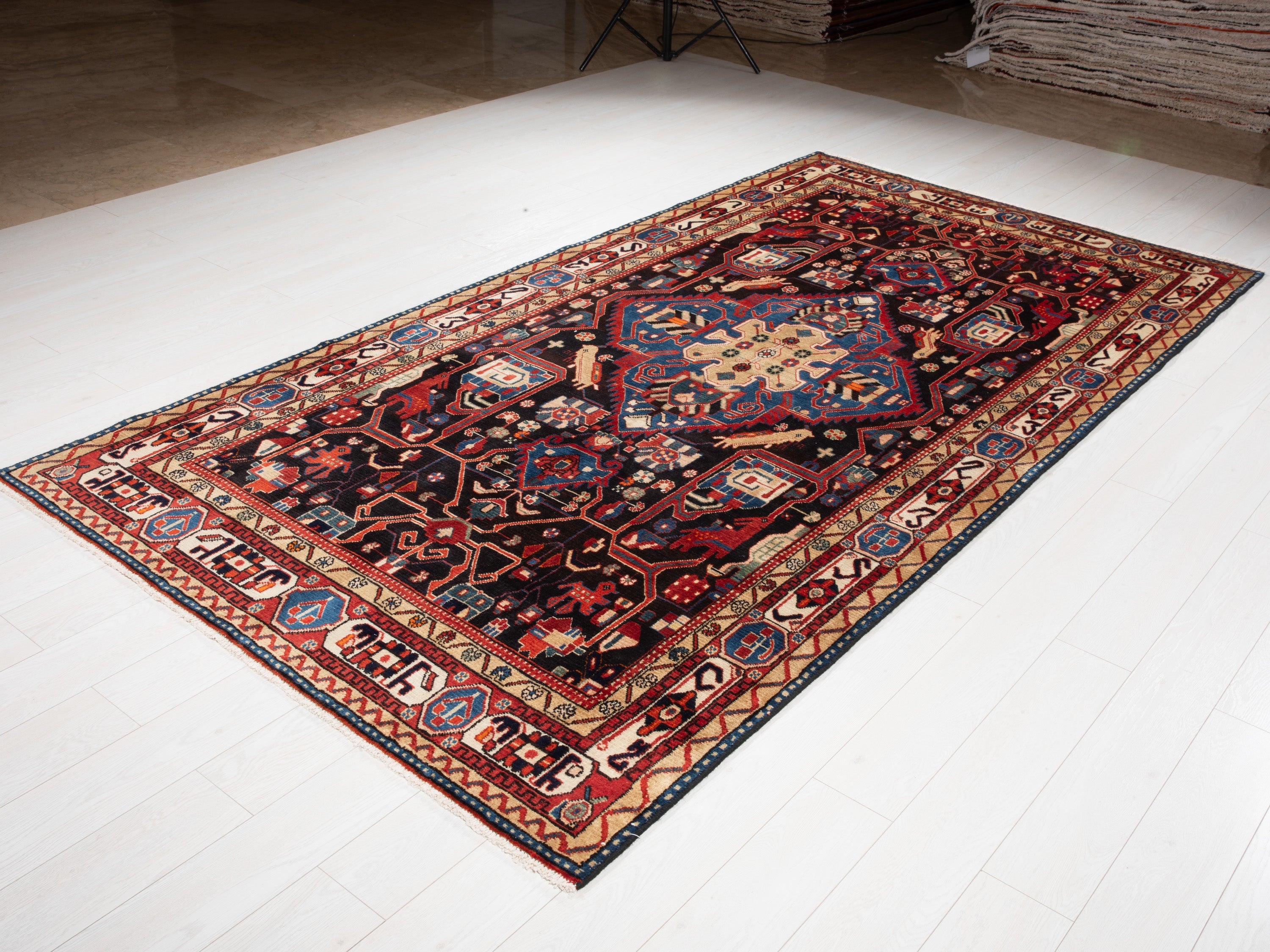 Hand-Knotted Vintage Wool Area Rug – 10' 3" x 5' 4" (313 x 164 cm) - Yasi & Fara