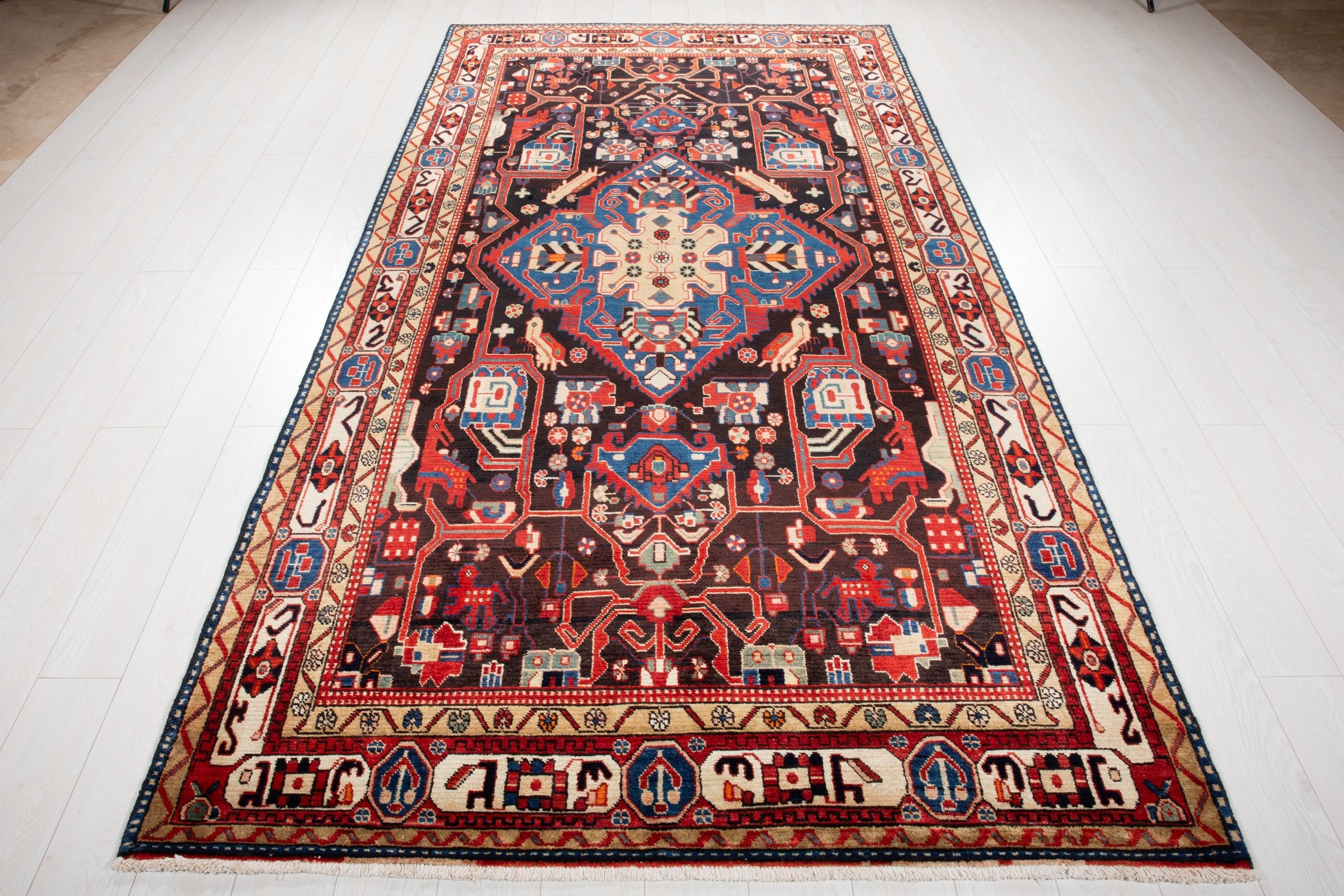 Hand-Knotted Vintage Wool Area Rug – 10' 3" x 5' 4" (313 x 164 cm) - Yasi & Fara