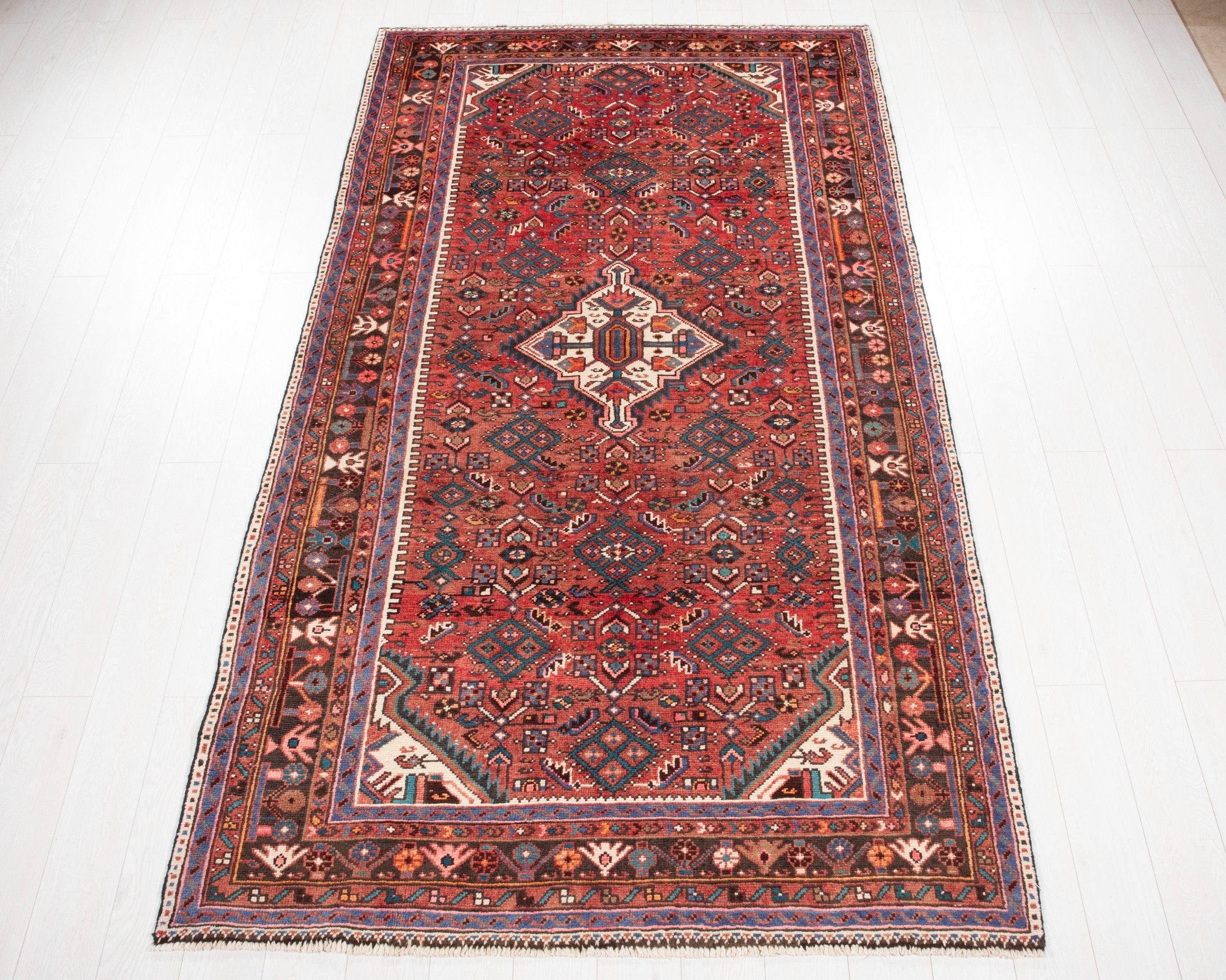 Hand-Knotted Vintage Wool Area Rug – 9' 3" x 5' 2" (283 x 158 cm) - Yasi & Fara